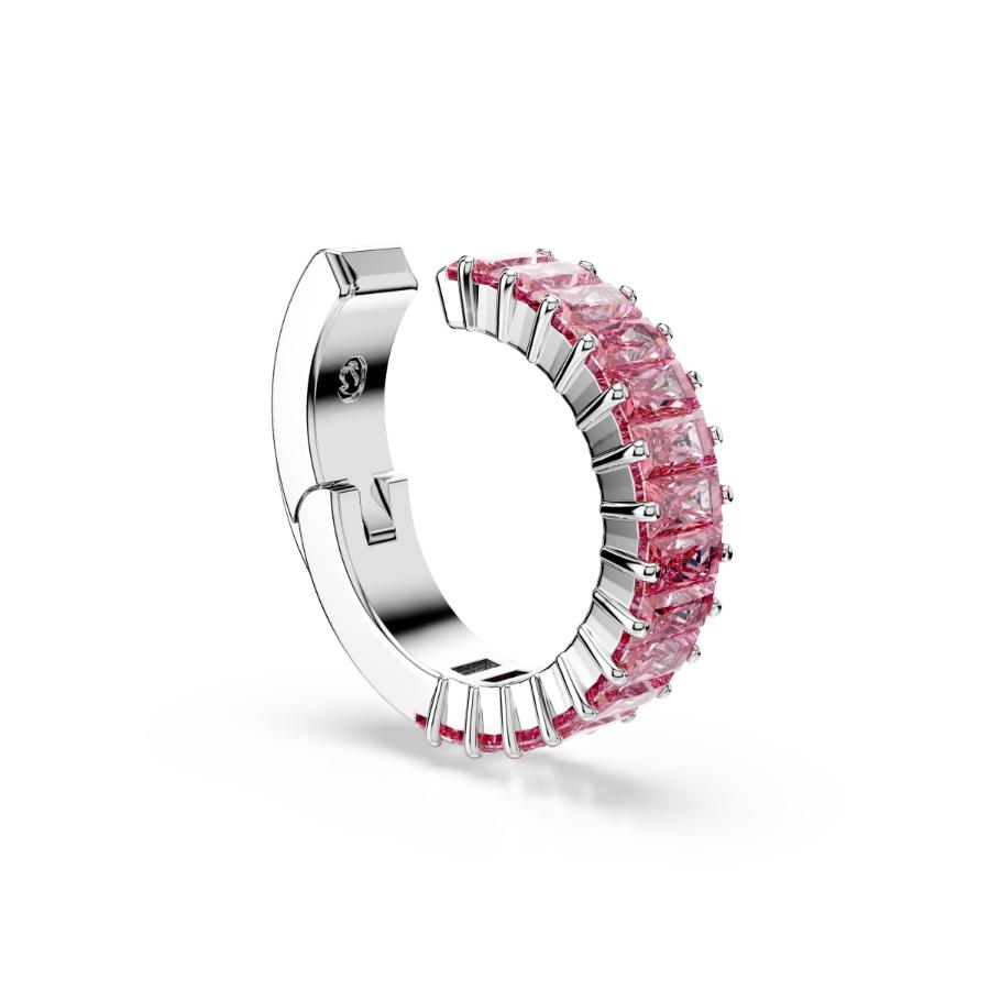 Swarovski Matrix Ear Cuffs, Baguette Cut, Pink, Rhodium Plated -Swarovski