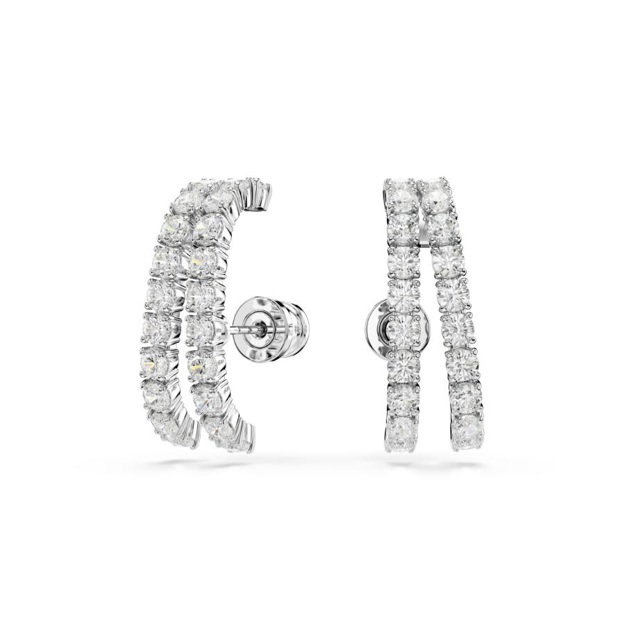Swarovski Matrix Ear Cuffs, Round Cut, White, Rhodium Plated -Swarovski