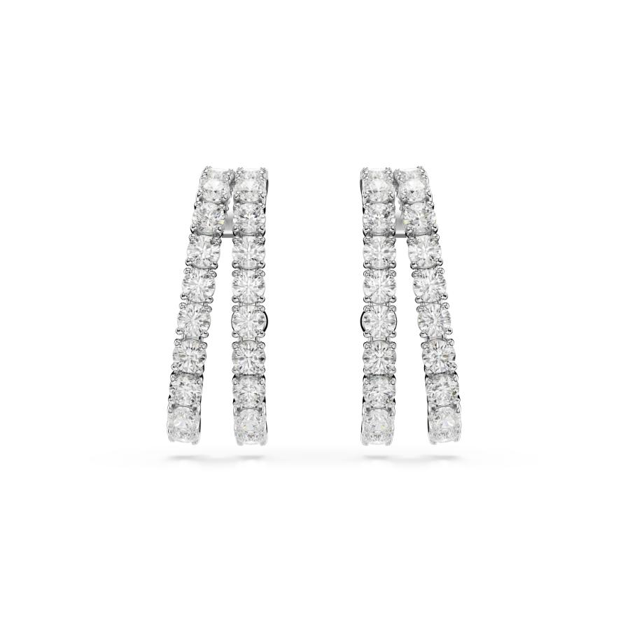 Swarovski Matrix Ear Cuffs, Round Cut, White, Rhodium Plated -Swarovski