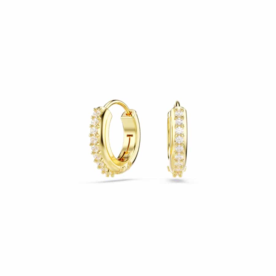 Swarovski Matrix Hoop Earrings, Round Cut, White, Gold-tone Plated -Swarovski