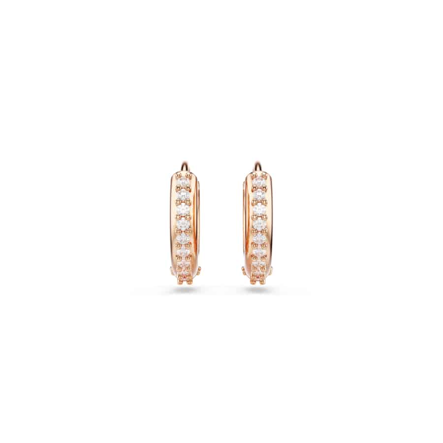 Swarovski Matrix Hoop Earrings, Round Cut, White, Rose Gold-Tone Plated -Swarovski