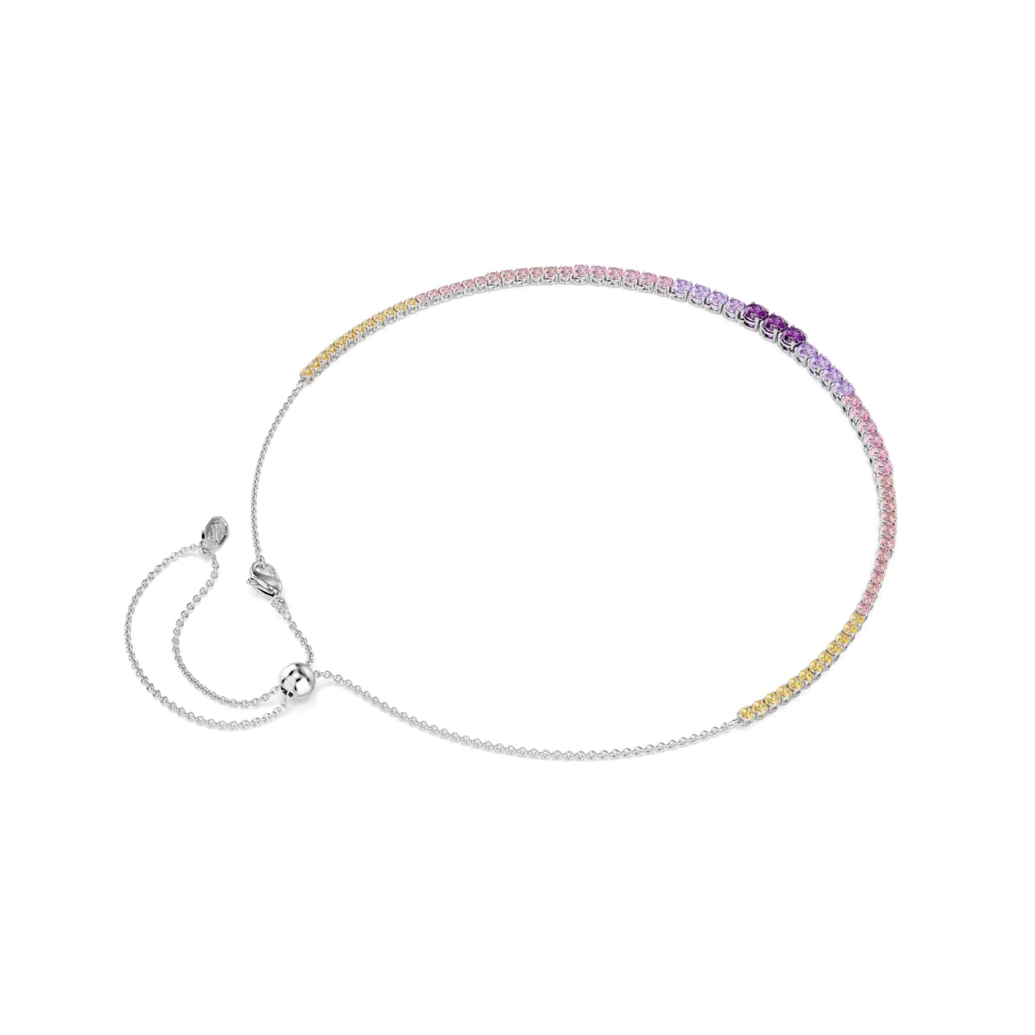 Swarovski Matrix Necklace, Gradient of round cuts, Multicolored, Rhodium plated -Swarovski