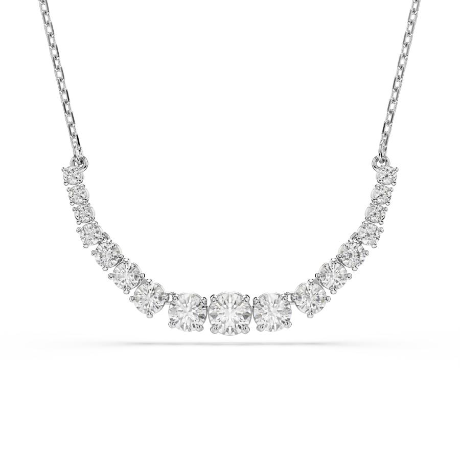 Swarovski Matrix Necklace, Gradient of Round Cuts, White, Rhodium Plated -Swarovski