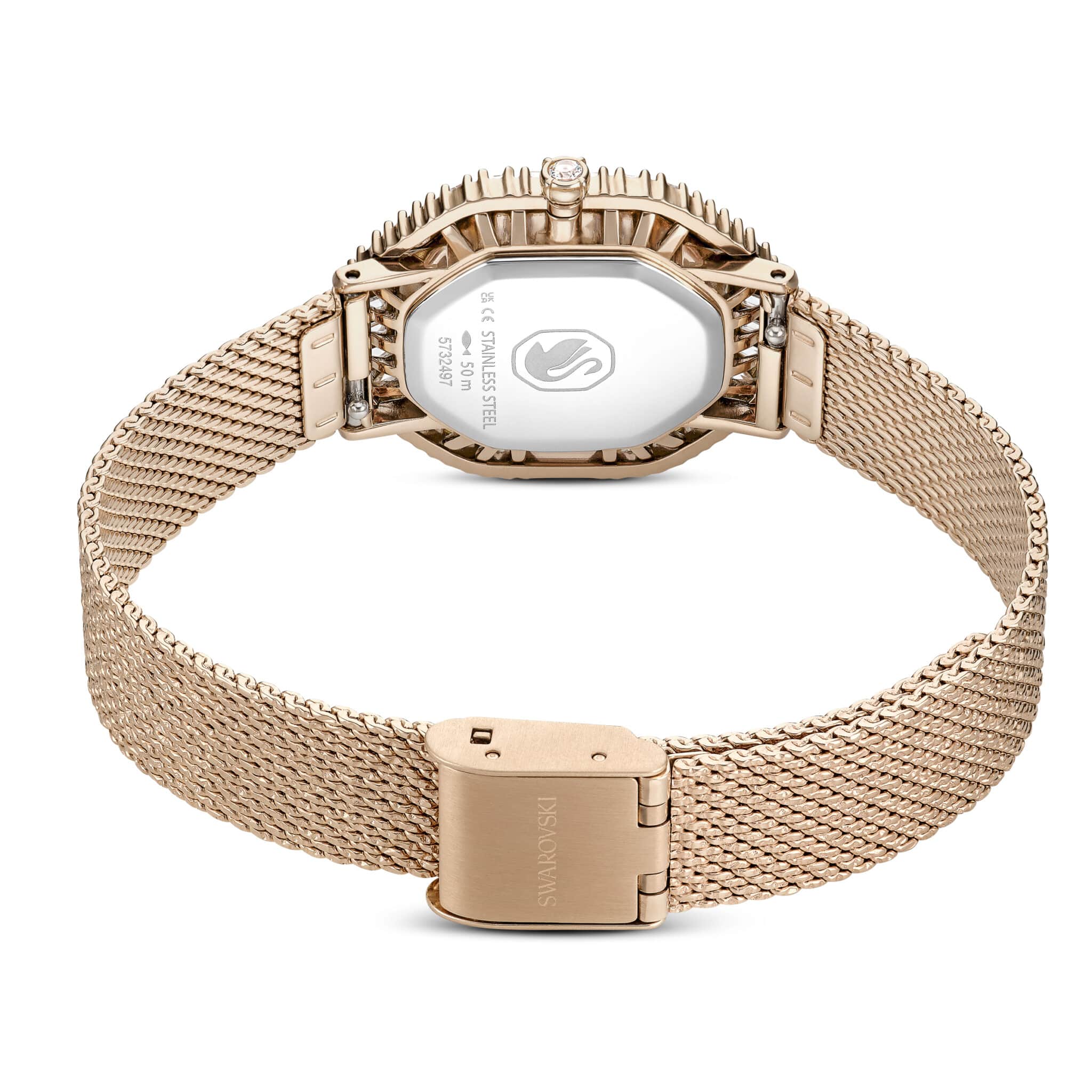 Swarovski Matrix Octagon Watch, Metal Bracelet, Gold tone, Champagne Gold-tone finish -Swarovski