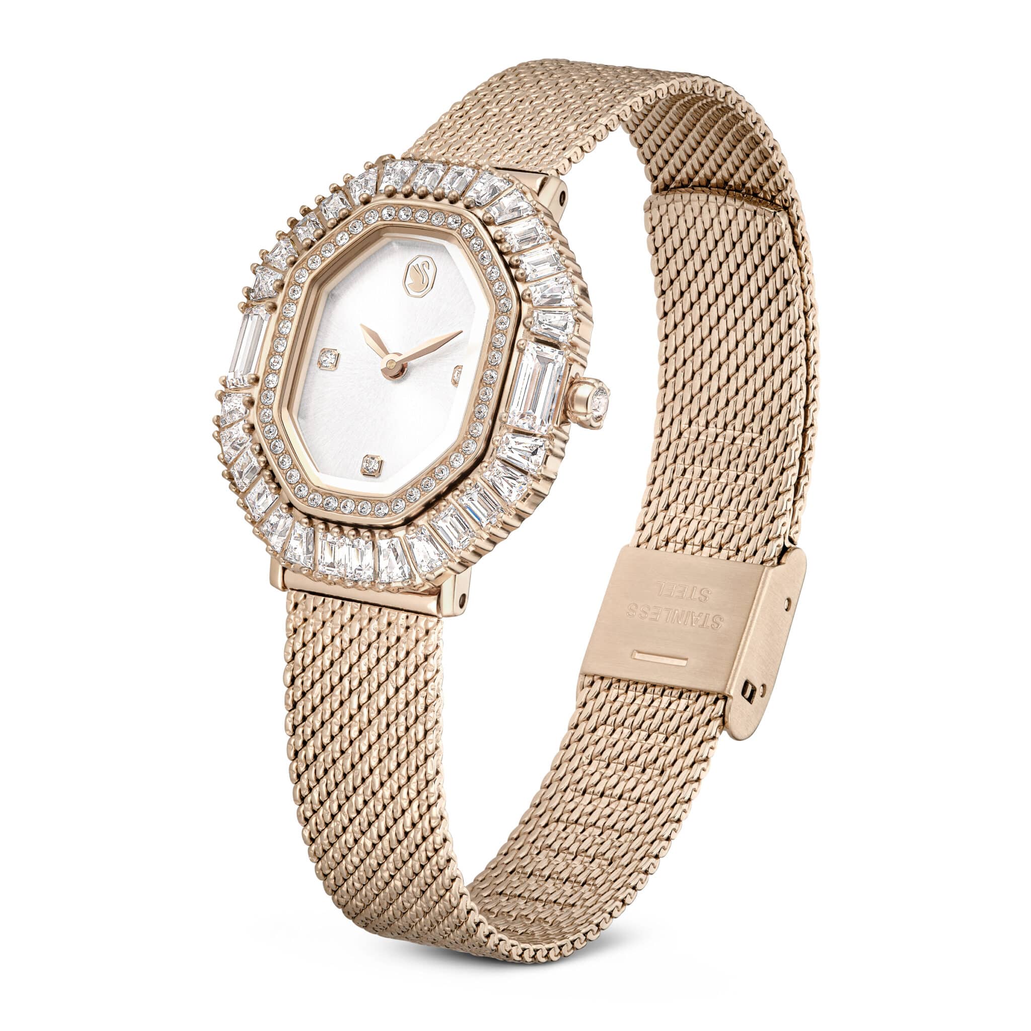 Swarovski Matrix Octagon Watch, Metal Bracelet, Gold tone, Champagne Gold-tone finish -Swarovski