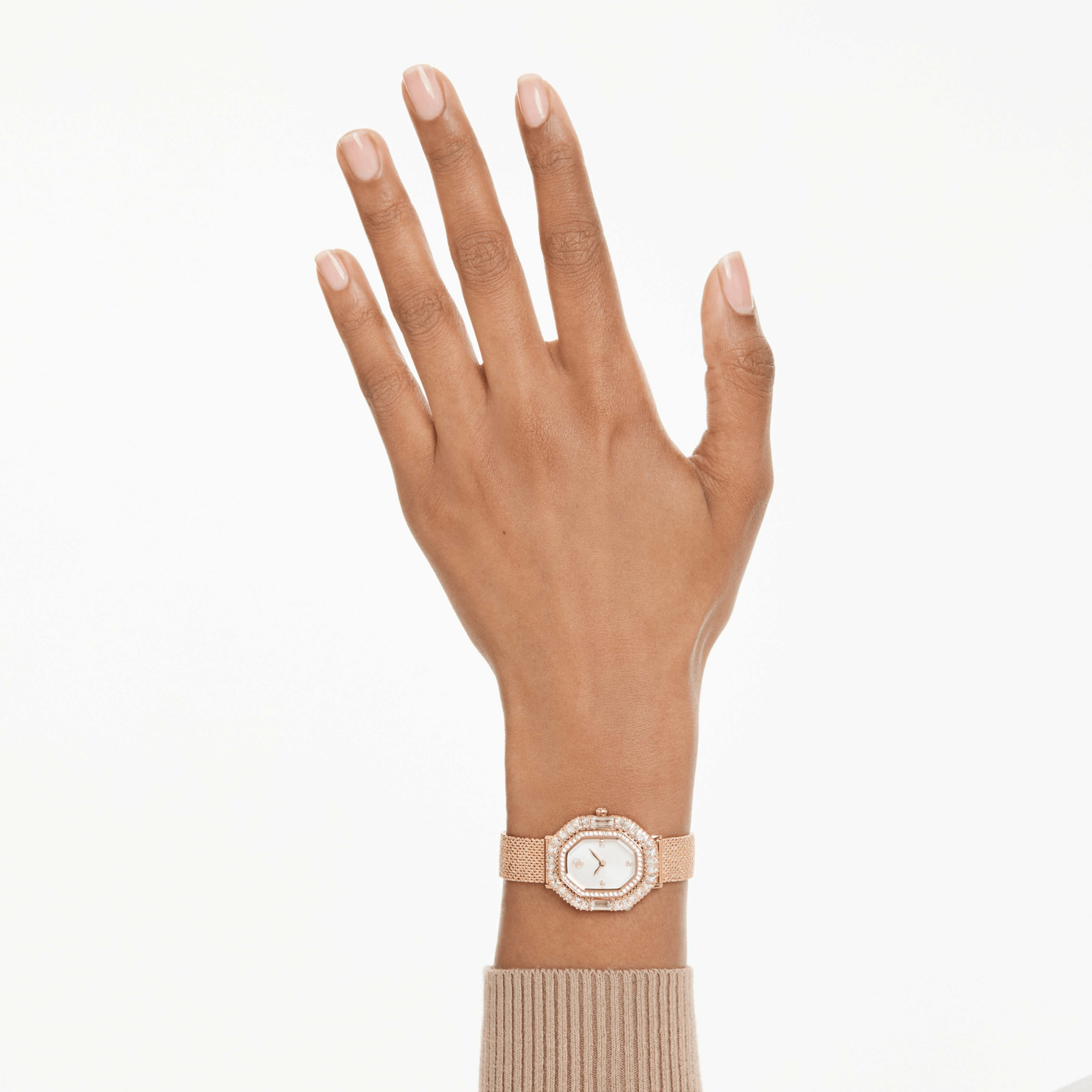 Swarovski Matrix Octagon Watch, Metal Bracelet, Rose Gold tone, Rose Gold-tone finish -Swarovski