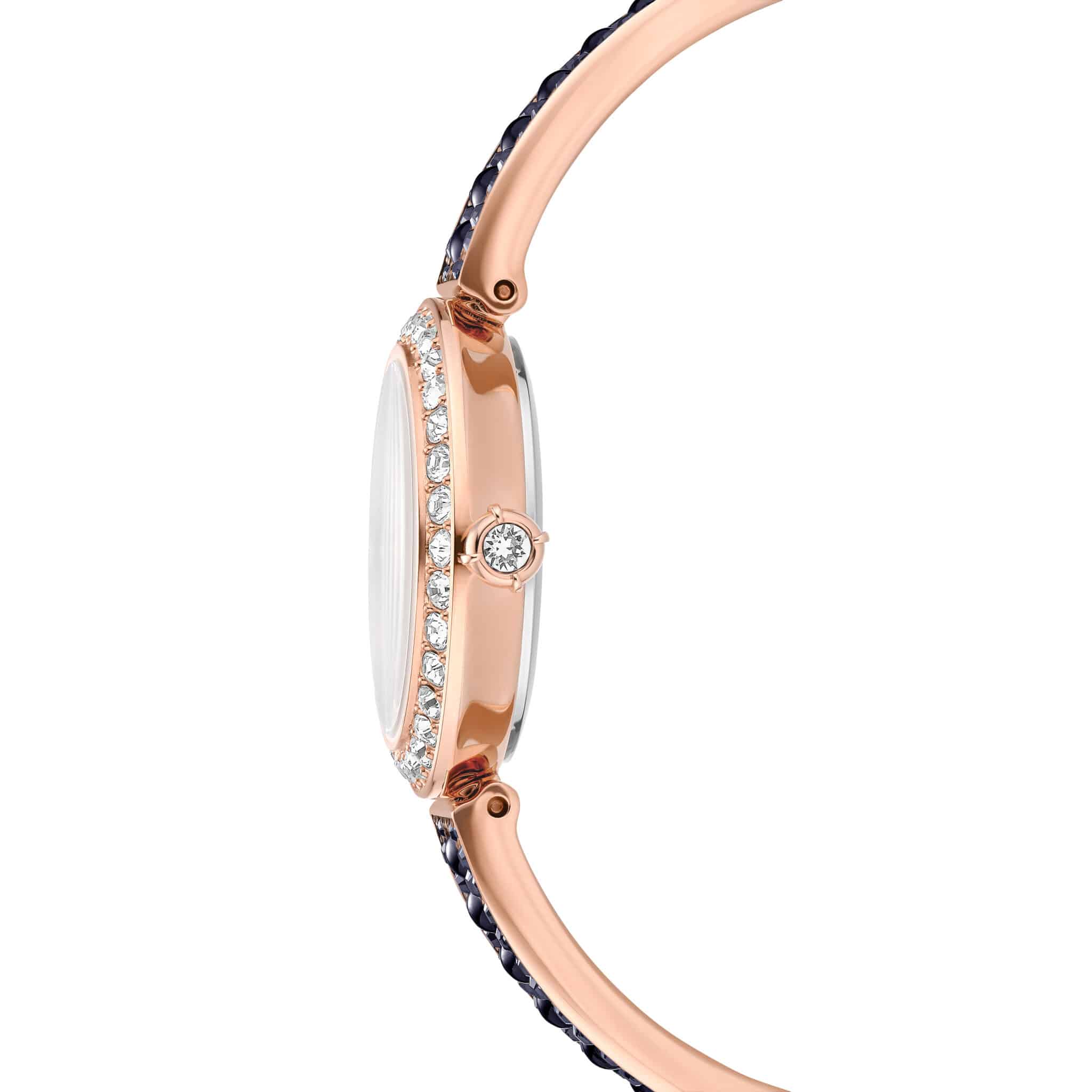 Swarovski Matrix pearl Bangle Watch, Swiss Made, Crystal Bracelet, Black, Rose gold-tone finish -Swarovski