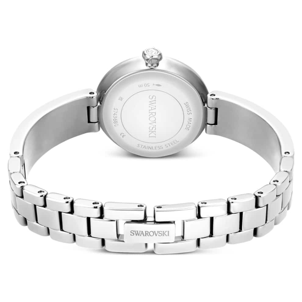 Swarovski Matrix pearl Bangle Watch, Swiss Made, Crystal Bracelet, White, Stainless steel -Swarovski