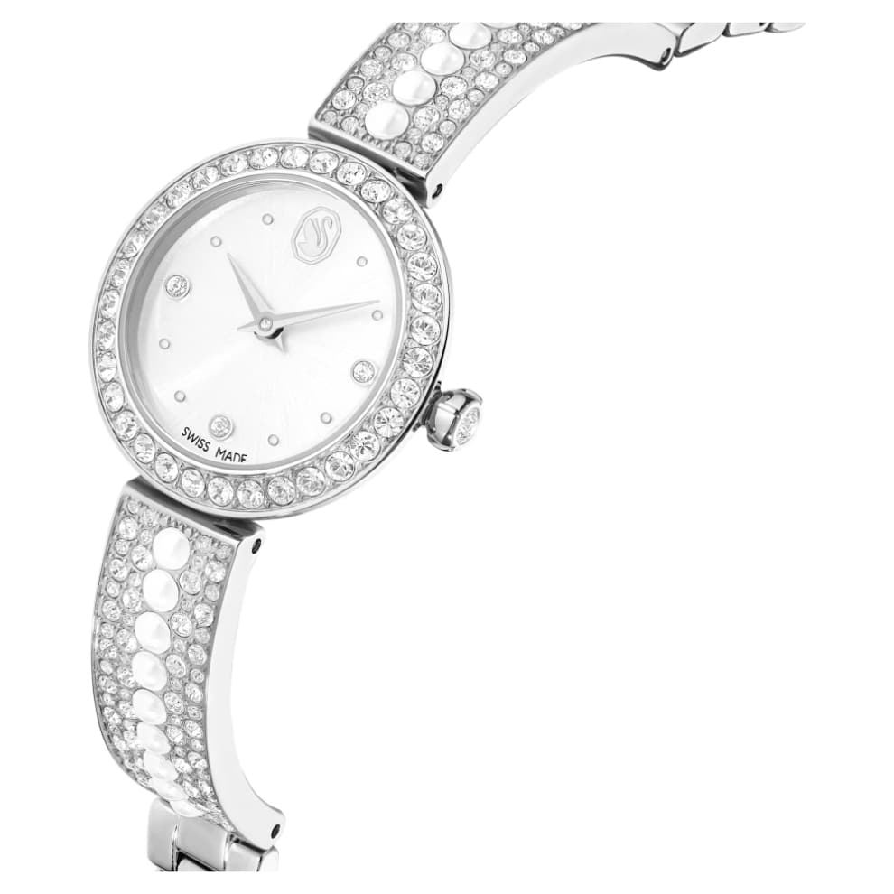 Swarovski Matrix pearl Bangle Watch, Swiss Made, Crystal Bracelet, White, Stainless steel -Swarovski