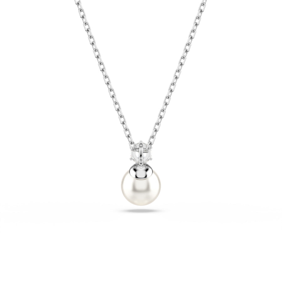 Swarovski Matrix Pendant, Crystal Pearl, Round Cut, White, Rhodium Plated -Swarovski