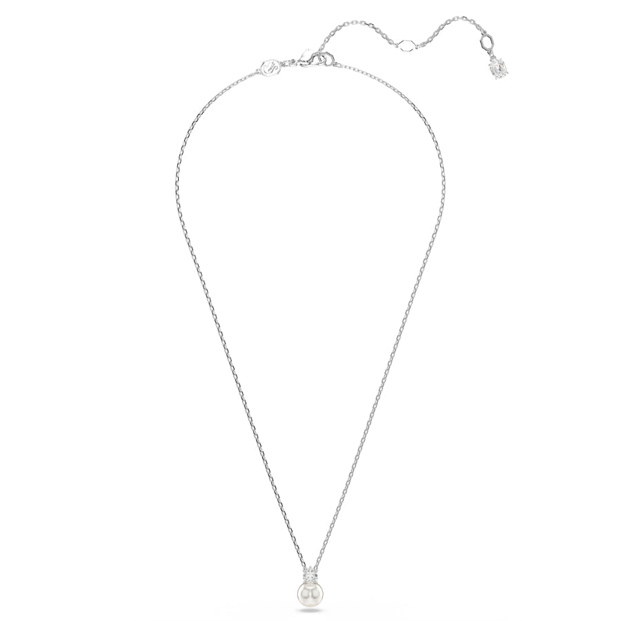 Swarovski Matrix Pendant, Crystal Pearl, Round Cut, White, Rhodium Plated -Swarovski