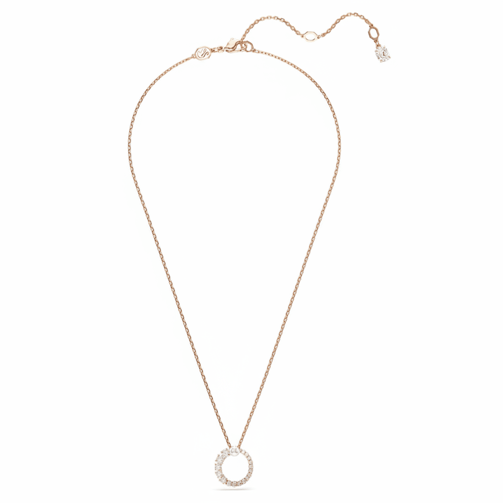 Swarovski Matrix Pendant, Crystal Pearl, Round Cut, White, Rose Gold-Tone Plated -Swarovski