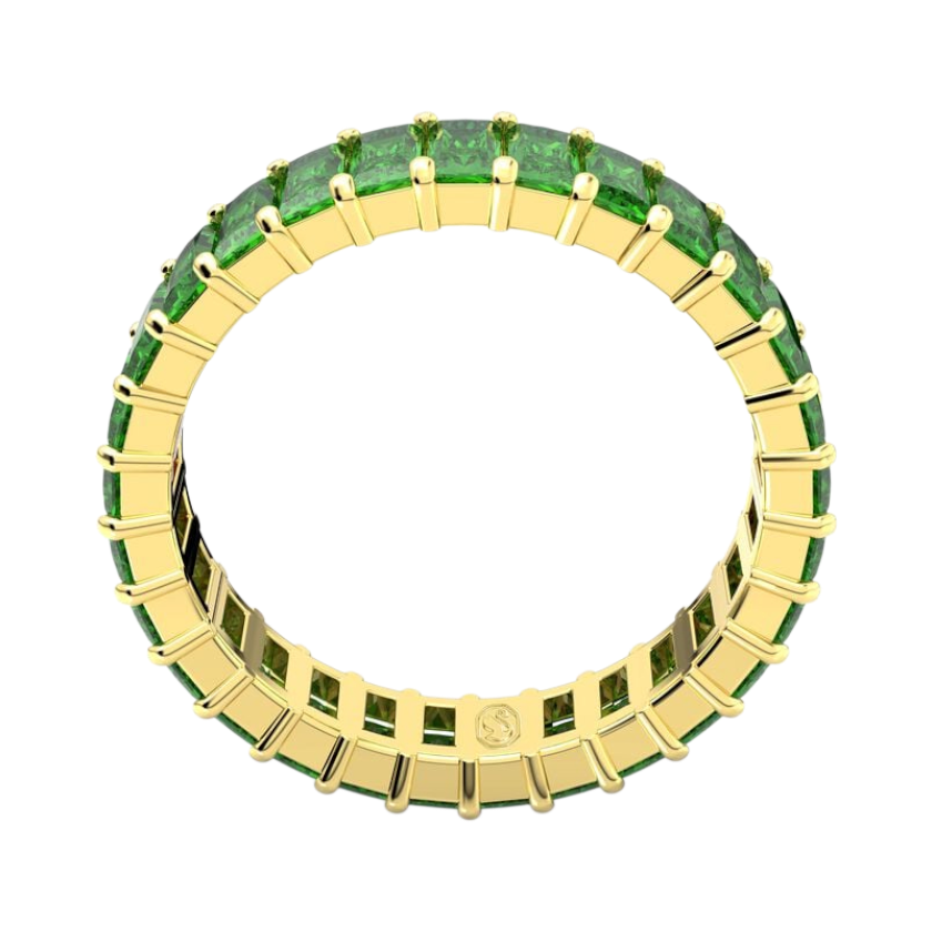 Swarovski Matrix Ring Baguette cut, Green, Gold-tone Plated -Swarovski