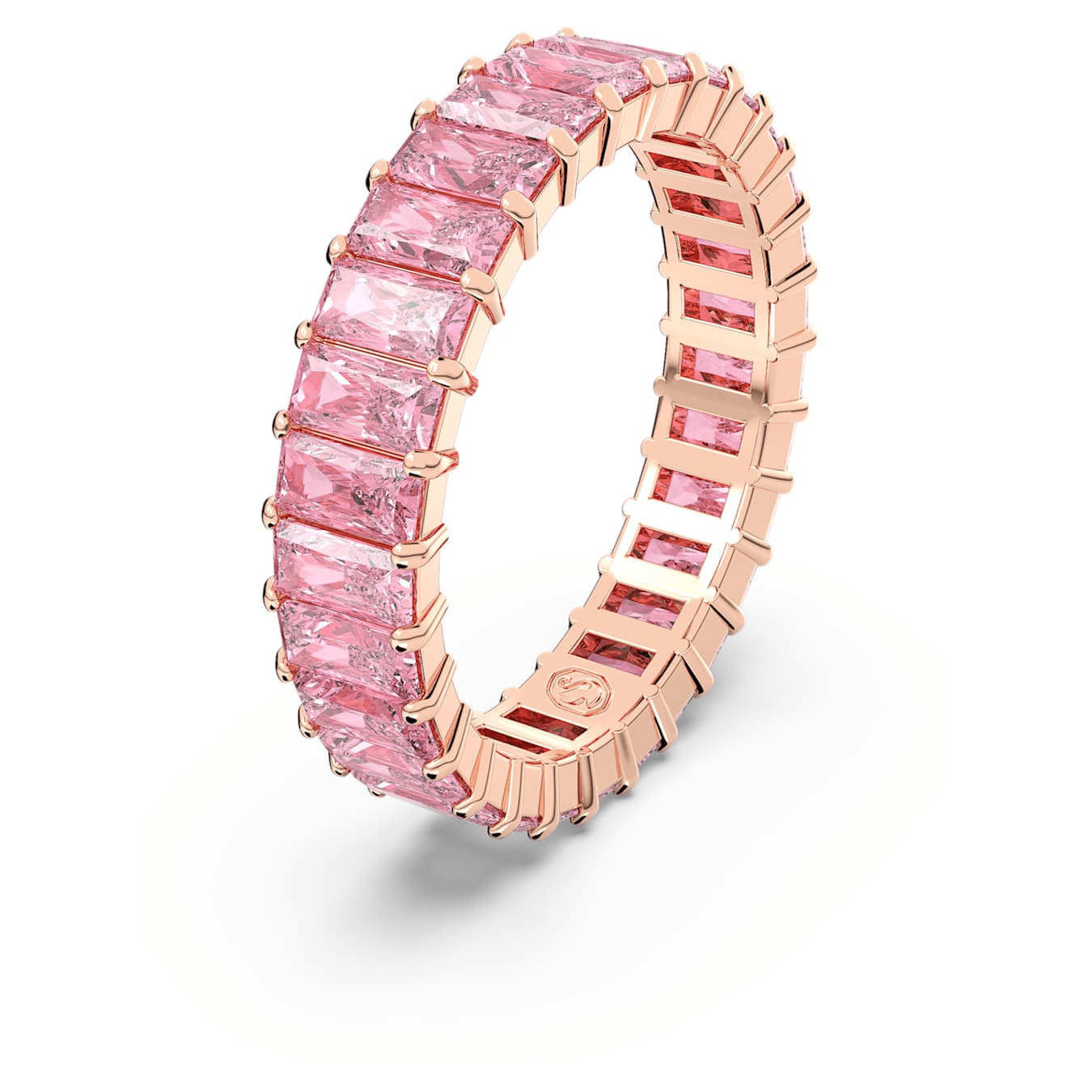 Swarovski Matrix Ring Baguette Cut, Pink, Rose Gold-Tone Plated -Swarovski