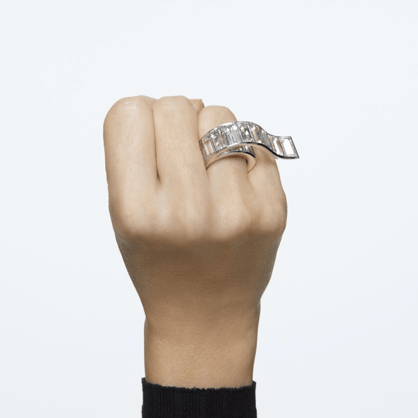 Swarovski Matrix Ring Baguette Cut, White, Rhodium-plated -Swarovski