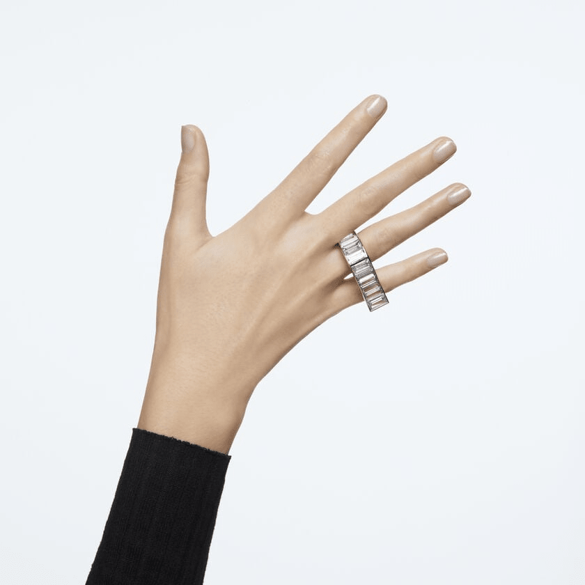 Swarovski Matrix Ring Baguette Cut, White, Rhodium-plated -Swarovski