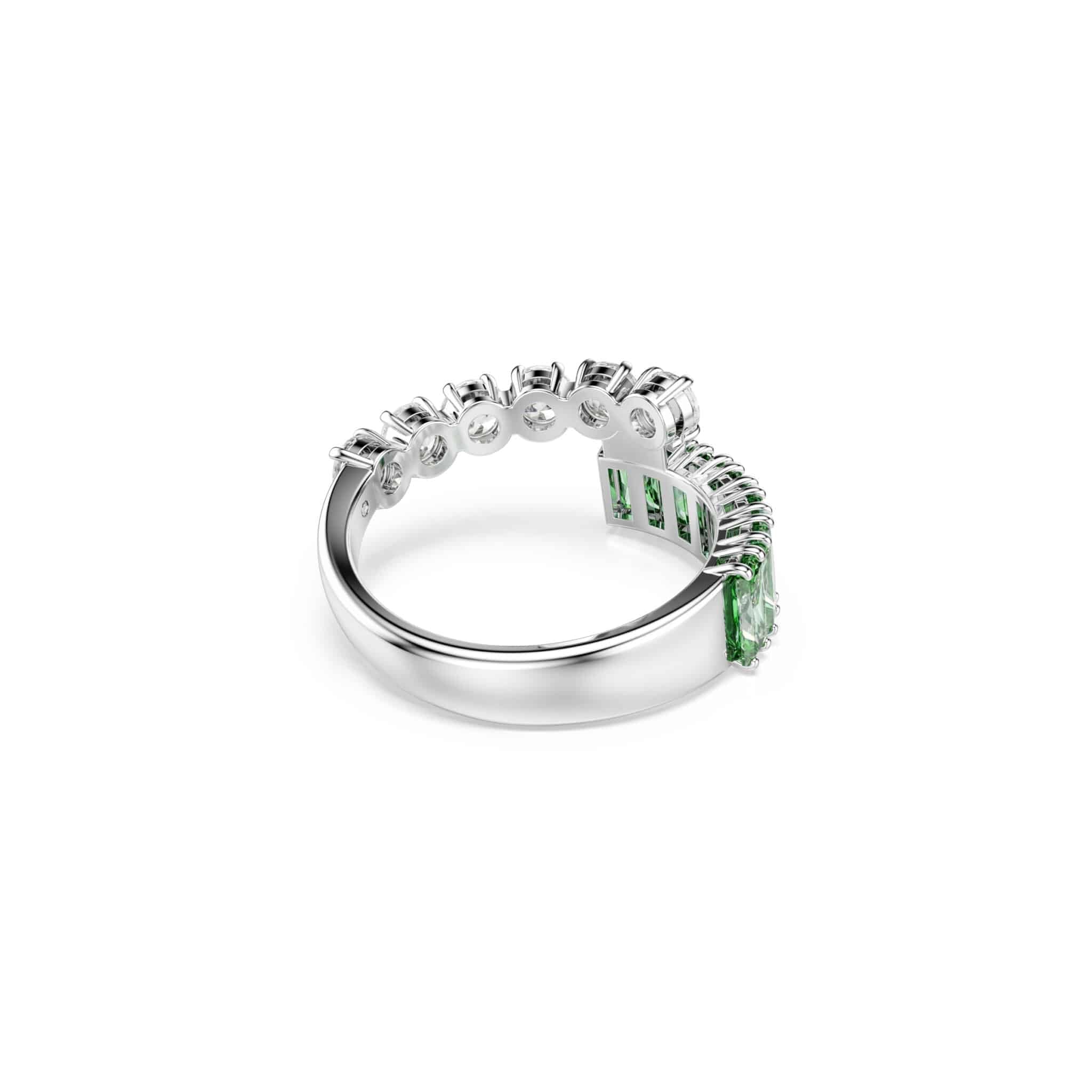 Swarovski Matrix Ring, Mixed Cuts, Green, Rhodium Plated -Swarovski