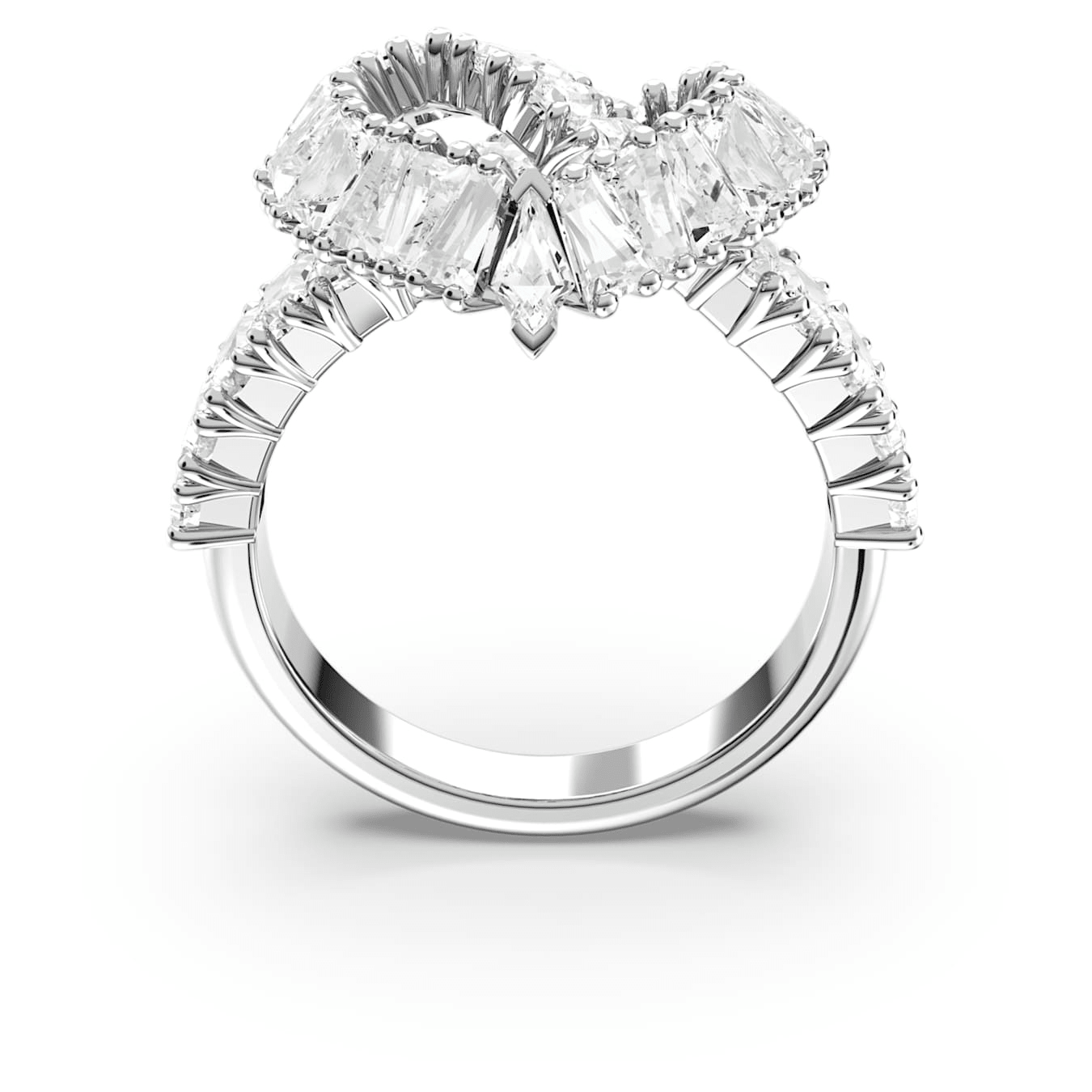 Swarovski Matrix Ring Mixed Cuts, Heart, White, Rhodium Plated -Swarovski