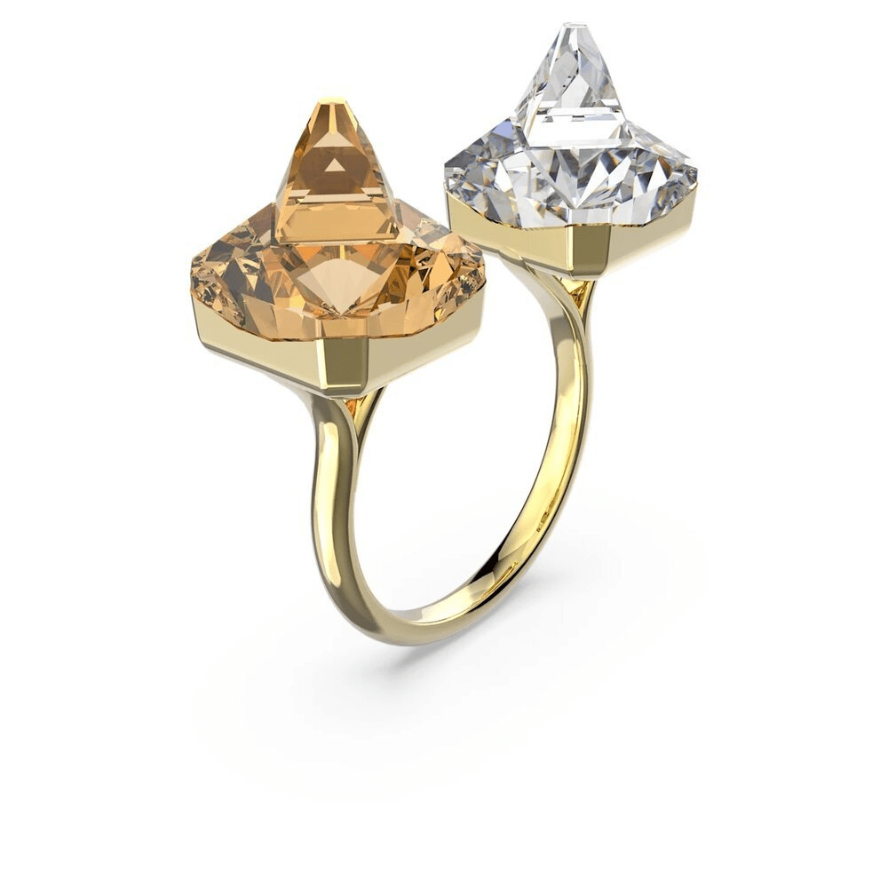 Swarovski Matrix Ring Pyramid Cut Yellow Gold-tone Plated -Swarovski