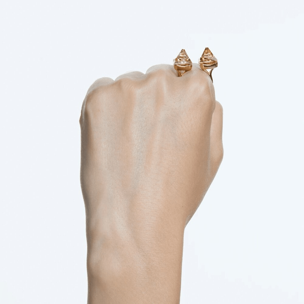 Swarovski Matrix Ring Pyramid Cut Yellow Gold-tone Plated -Swarovski