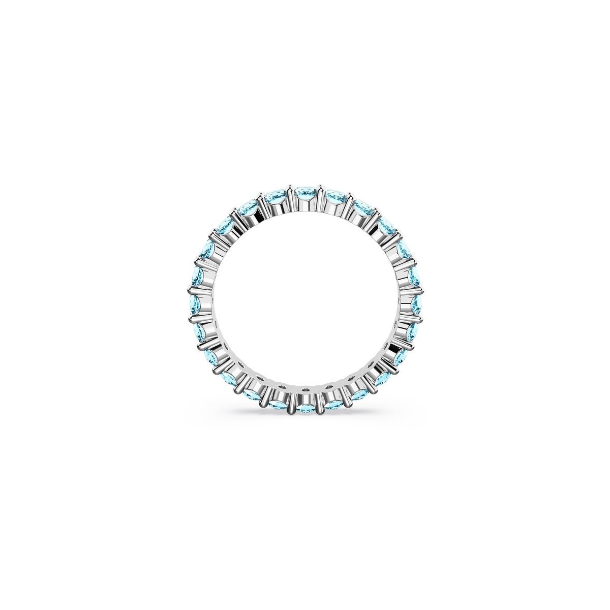 Swarovski Matrix Ring Round Cut, Blue, Rhodium Plated -Swarovski