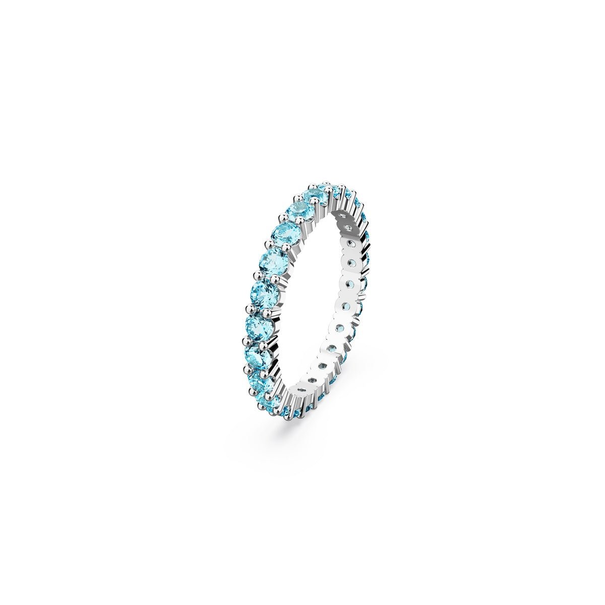 Swarovski Matrix Ring Round Cut, Blue, Rhodium Plated -Swarovski