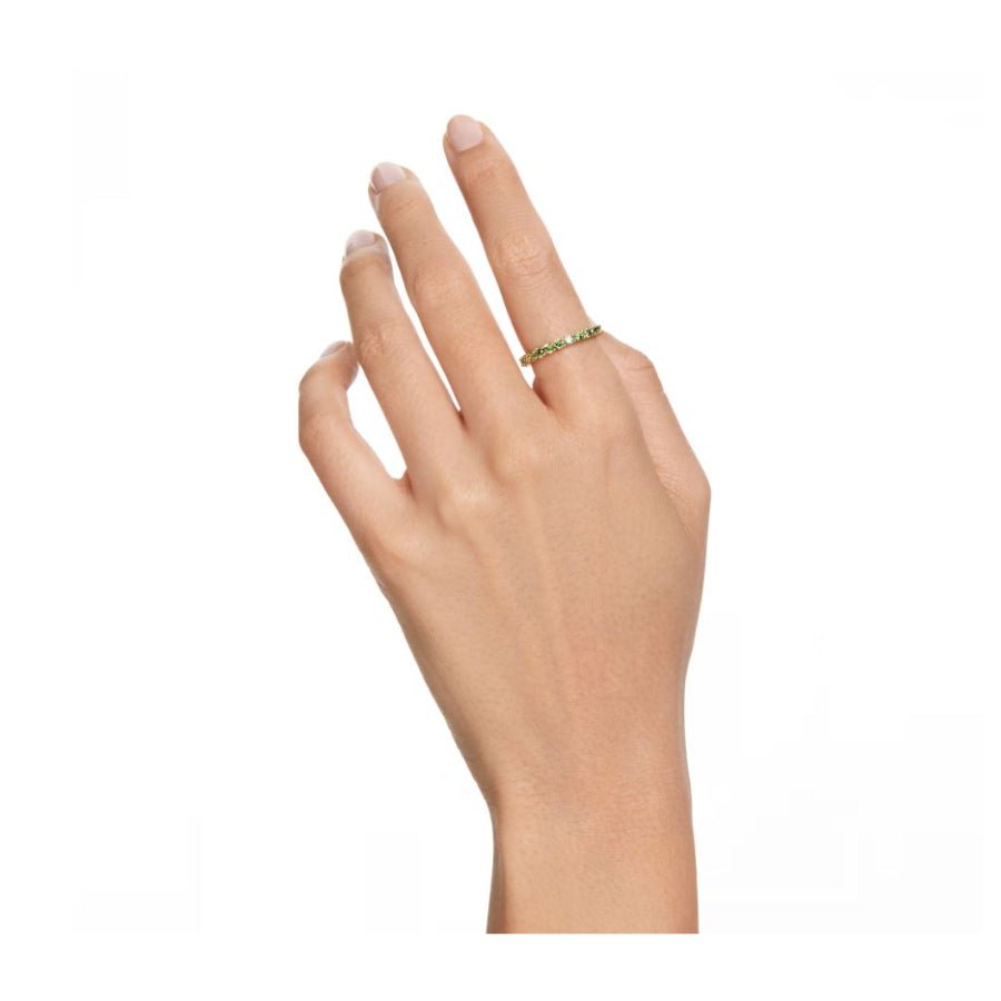 Swarovski Matrix Ring Round Cut, Green, Gold-Tone Plated -Swarovski