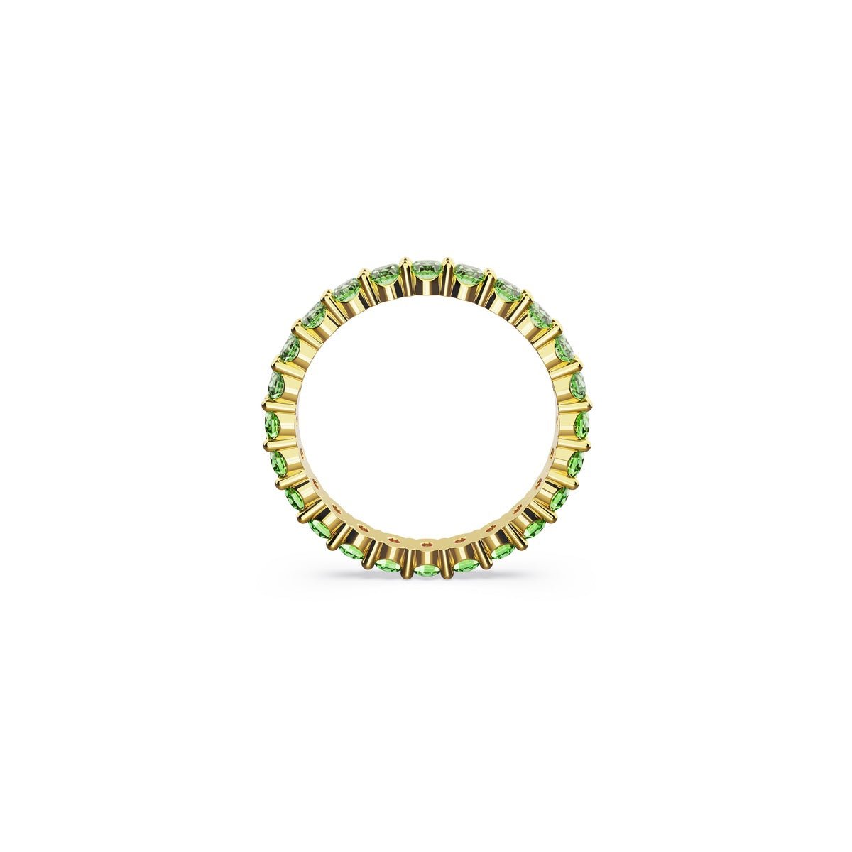 Swarovski Matrix Ring Round Cut, Green, Gold-Tone Plated -Swarovski