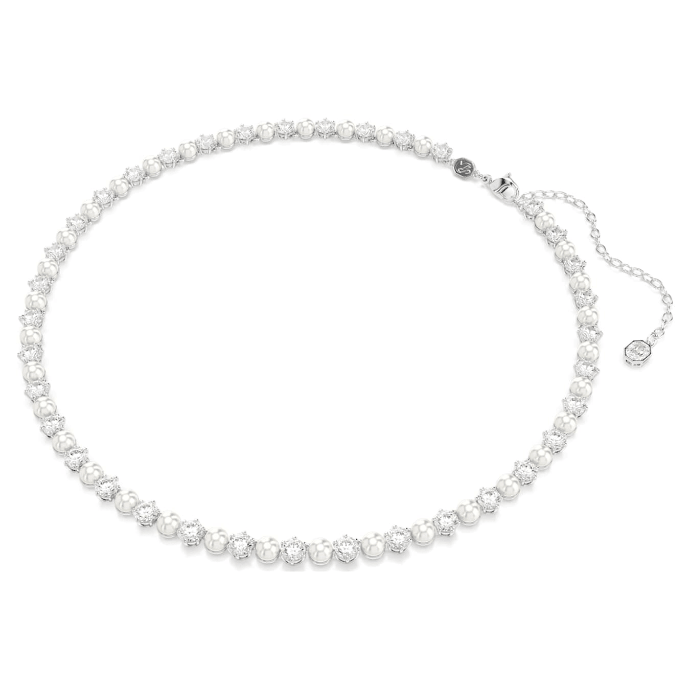 Swarovski Matrix set, Crystal pearl, Round cut, White, Rhodium plated -Swarovski