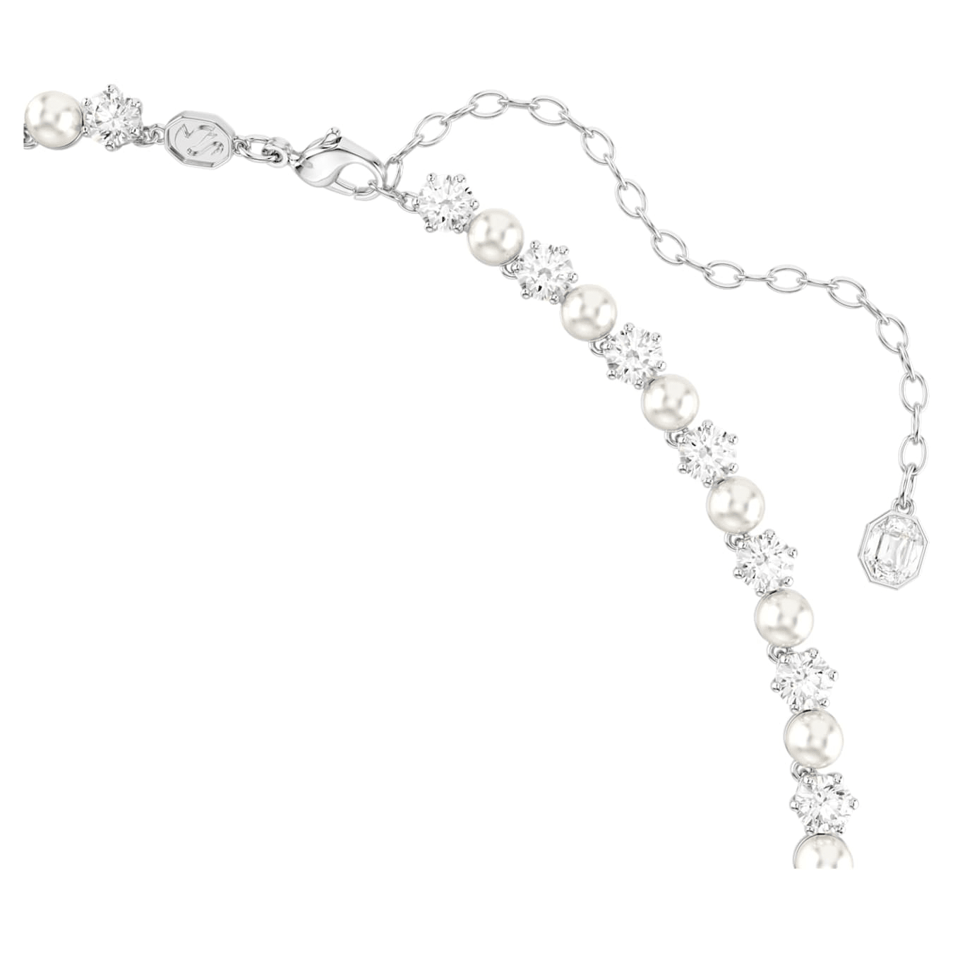 Swarovski Matrix set, Crystal pearl, Round cut, White, Rhodium plated -Swarovski