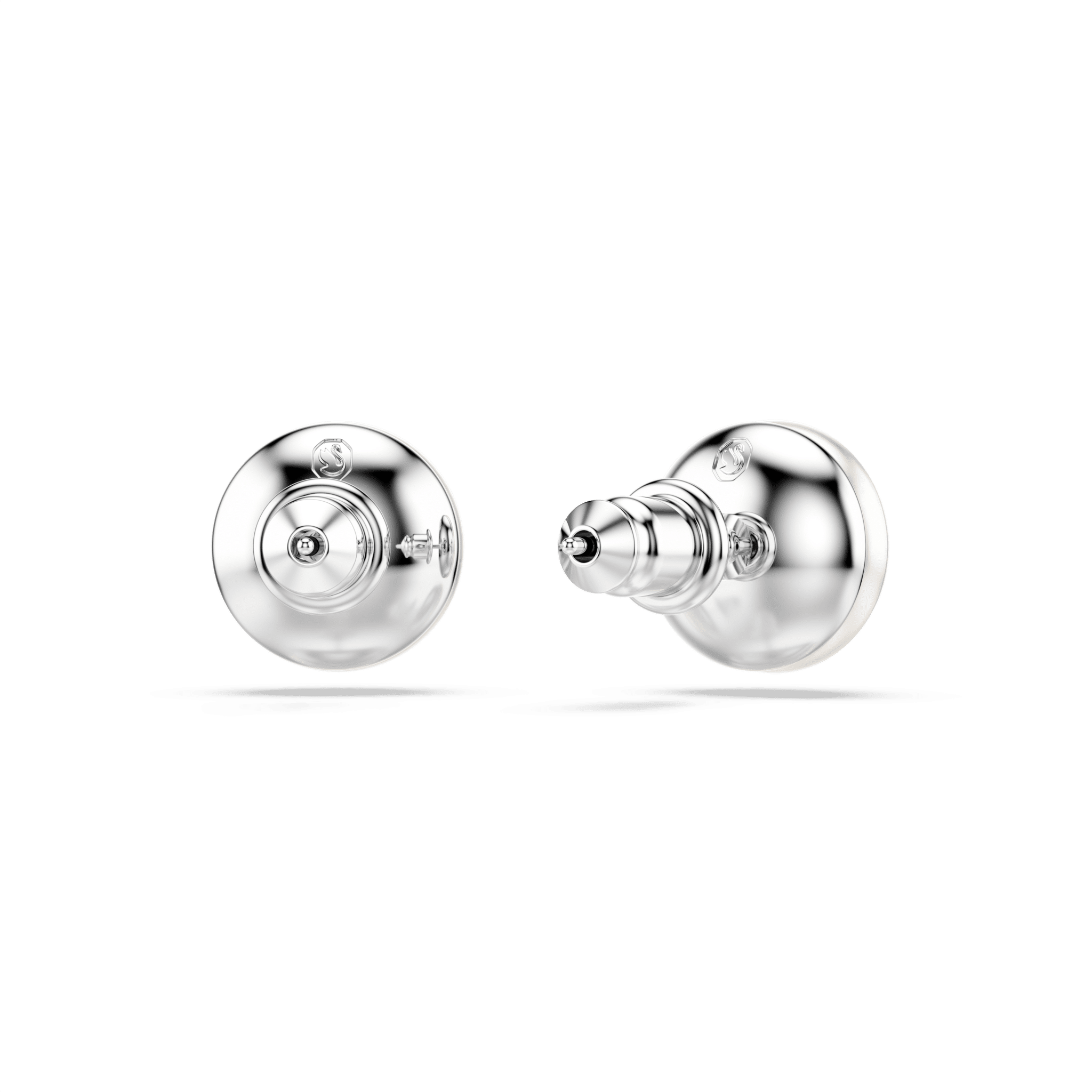 Swarovski Matrix stud Earrings, Crystal pearl, White, Rhodium plated -Swarovski