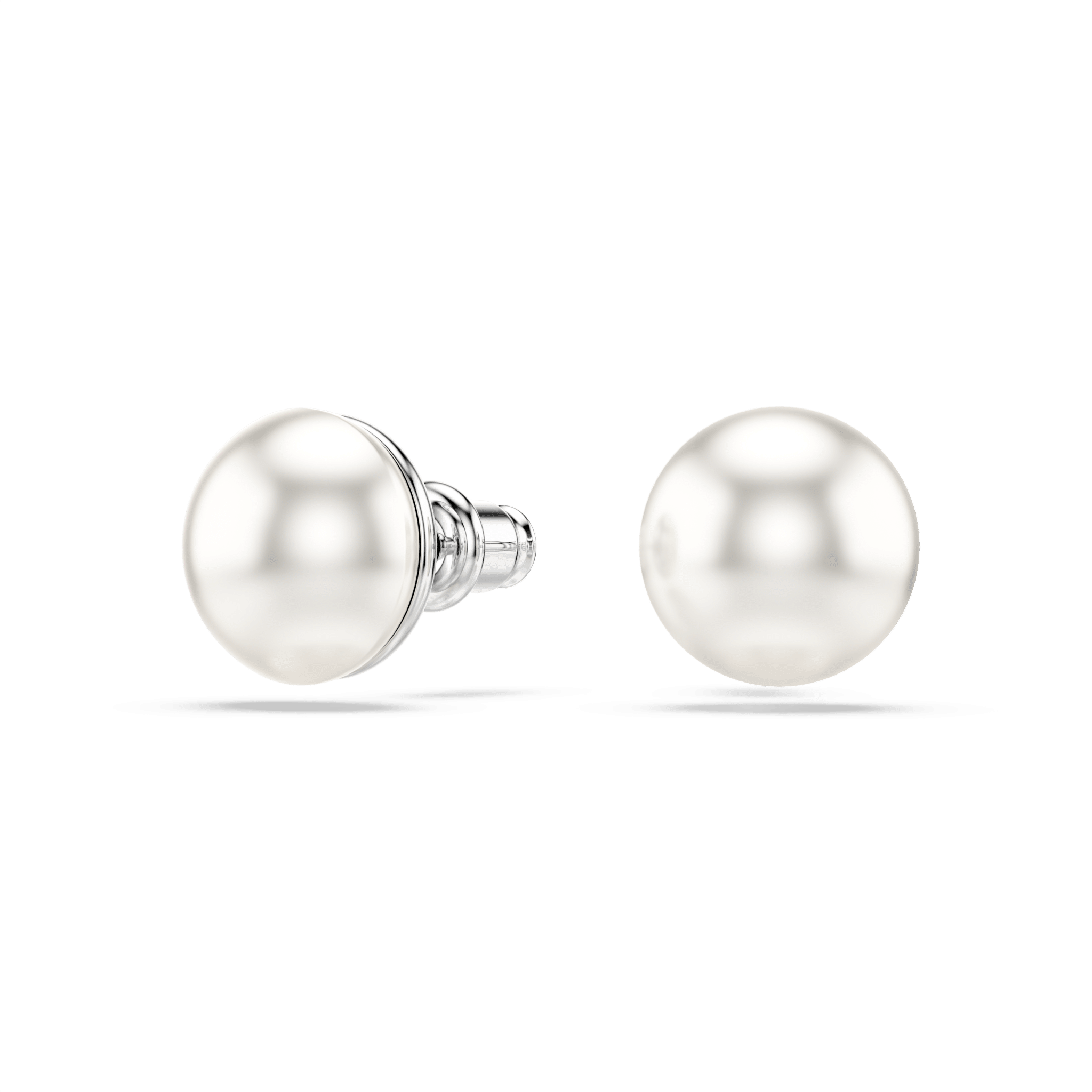 Swarovski Matrix stud Earrings, Crystal pearl, White, Rhodium plated -Swarovski