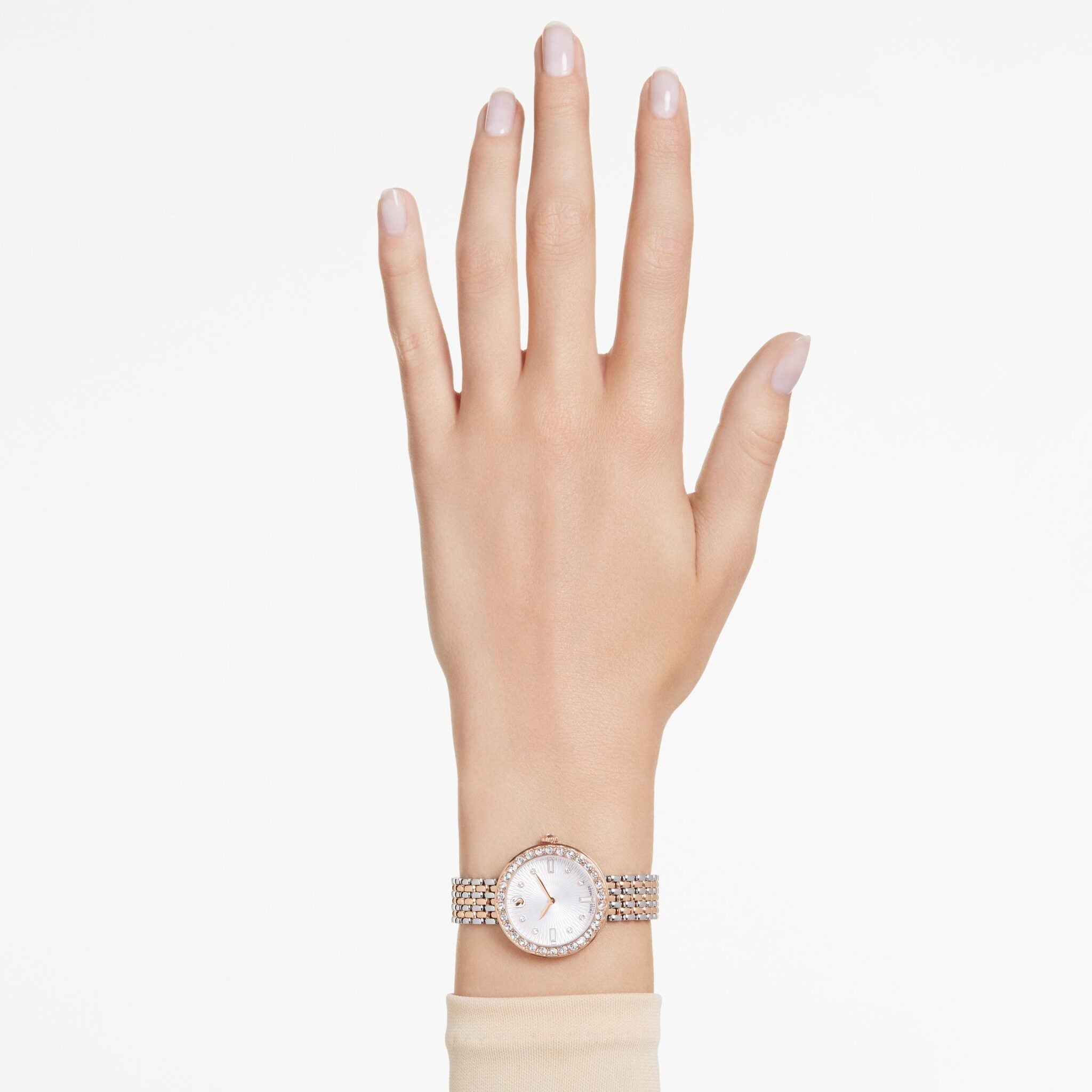 Swarovski Matrix Tennis 7-link watch Swiss Made, Metal Bracelet, Rose Gold tone, Mixed metal finish -Swarovski