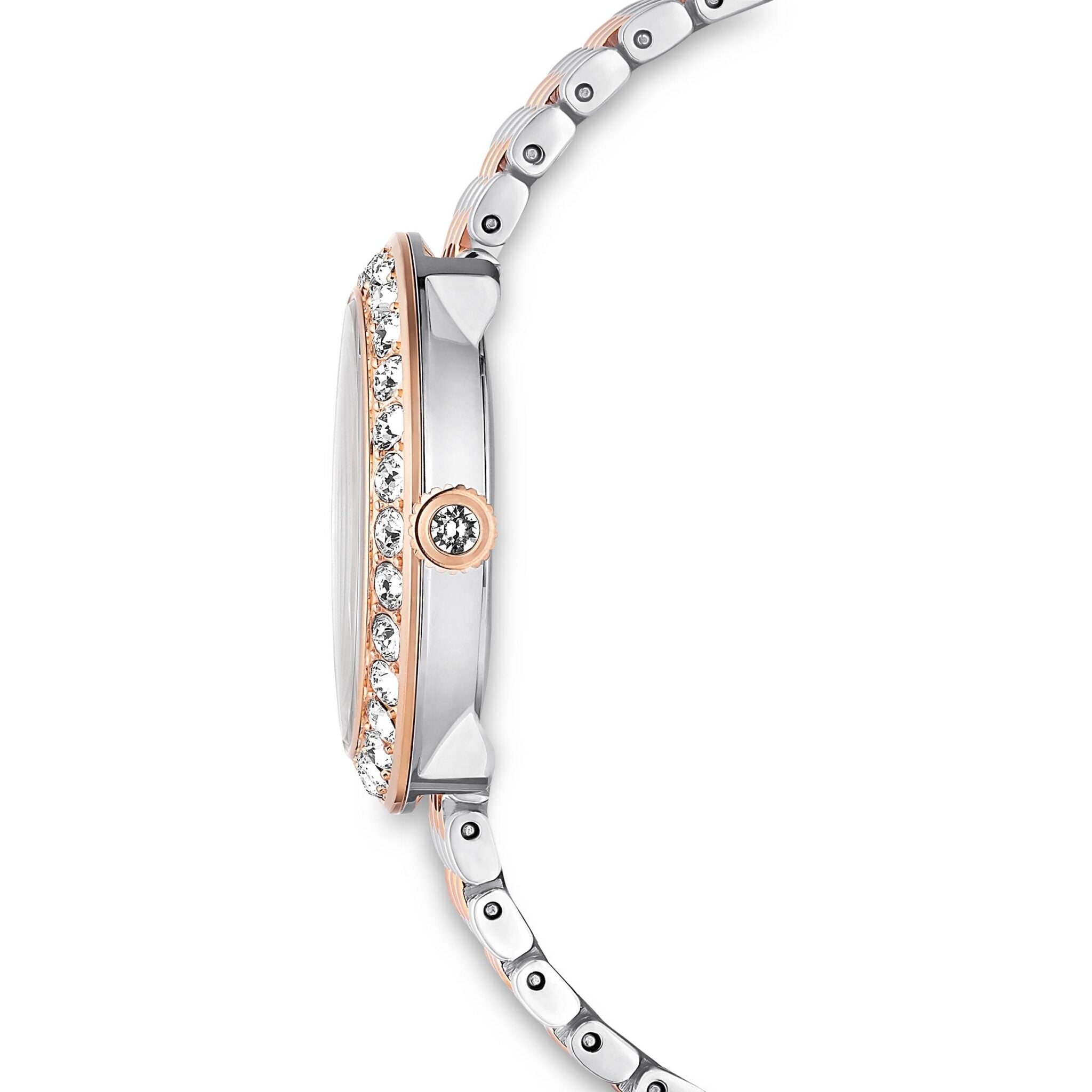Swarovski Matrix Tennis 7-link watch Swiss Made, Metal Bracelet, Rose Gold tone, Mixed metal finish -Swarovski