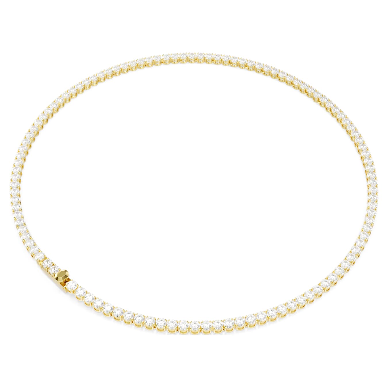 Swarovski Matrix Tennis Necklace Round Cut, White, Gold-Tone Plated -Swarovski