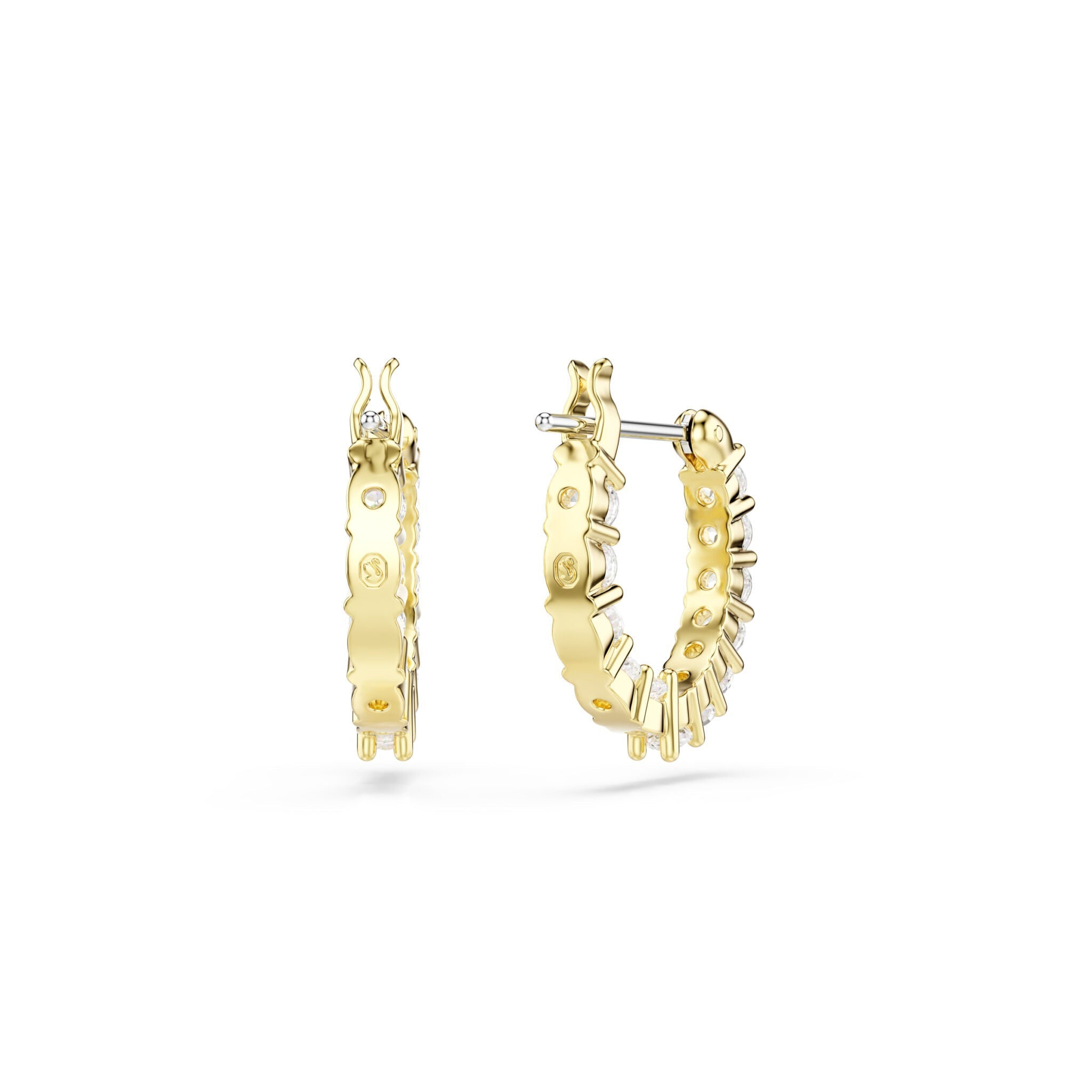 Swarovski Matrix Vittore Hoop Earrings, Round Cut, White, Gold-tone Plated -Swarovski