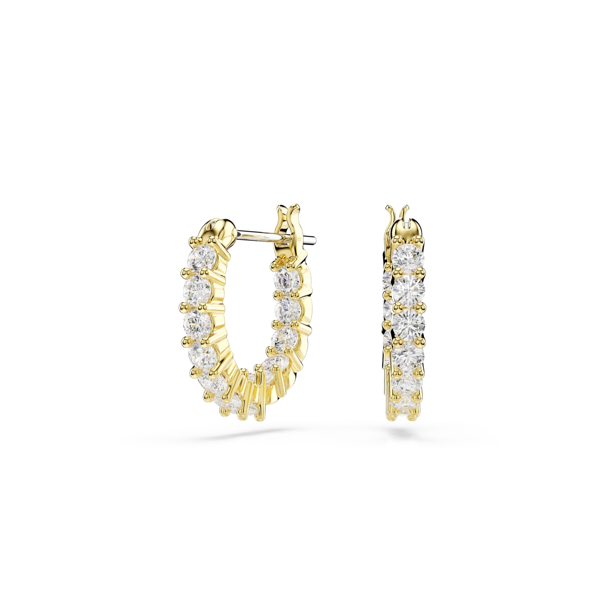 Swarovski Matrix Vittore Hoop Earrings, Round Cut, White, Gold-tone Plated -Swarovski