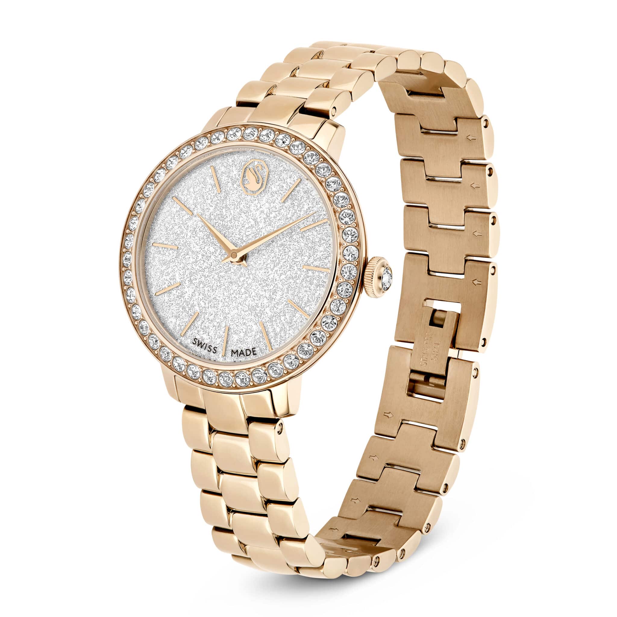 Swarovski Matrix Watch, Swiss Made, Metal Bracelet, Gold Tone, Champagne Gold-tone finish -Swarovski