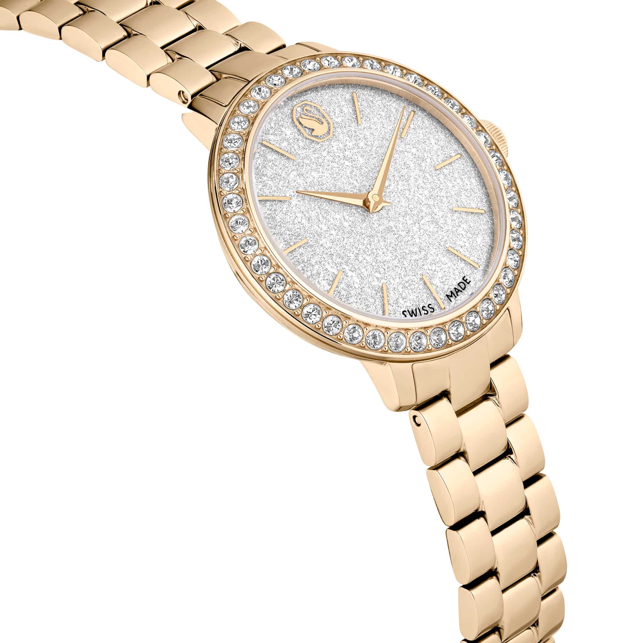 Swarovski Matrix Watch, Swiss Made, Metal Bracelet, Gold Tone, Champagne Gold-tone finish -Swarovski
