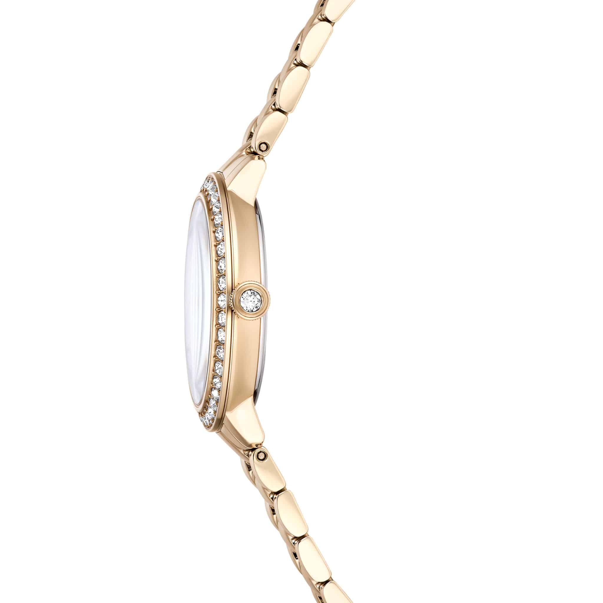 Swarovski Matrix Watch, Swiss Made, Metal Bracelet, Gold Tone, Champagne Gold-tone finish -Swarovski
