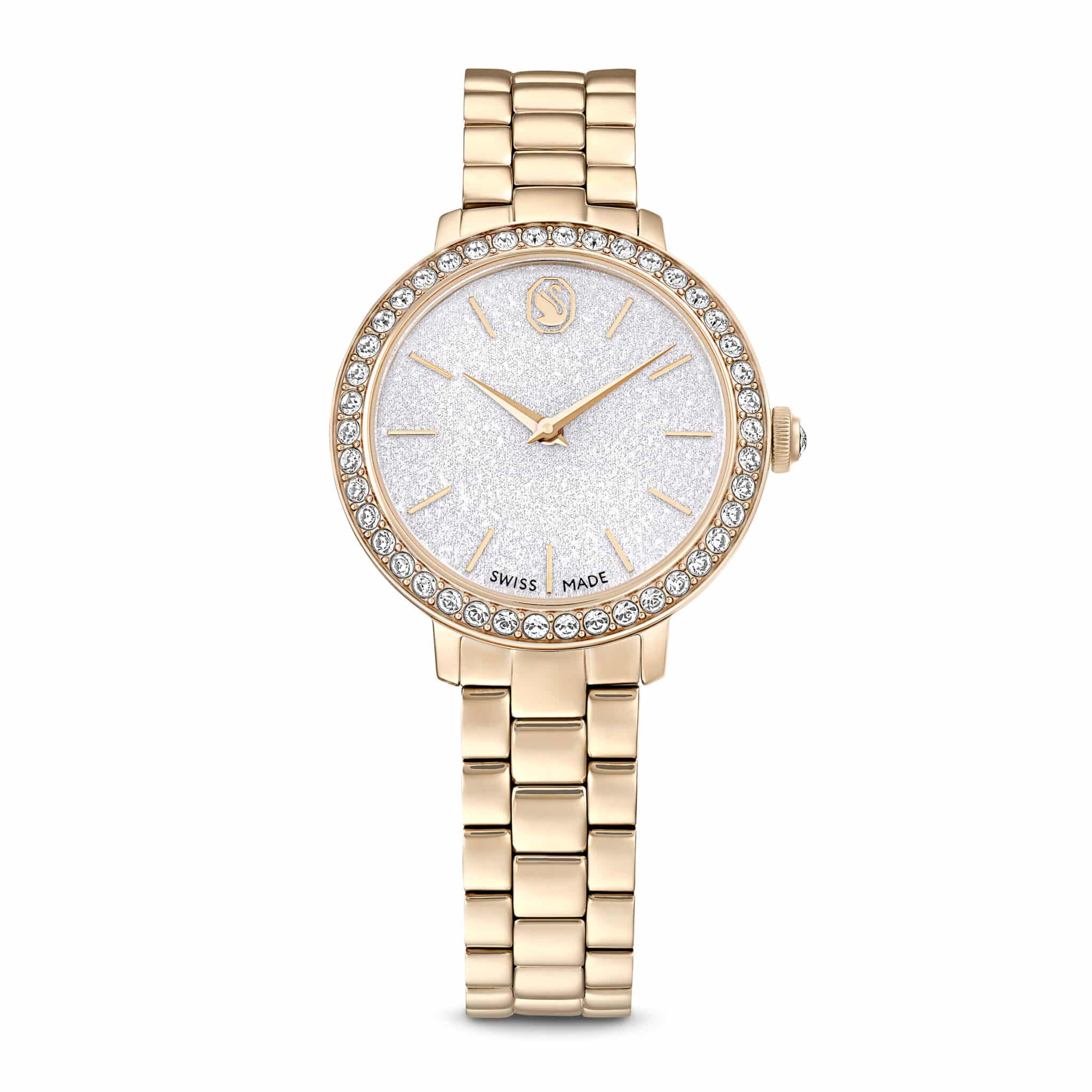 Swarovski Matrix Watch, Swiss Made, Metal Bracelet, Gold Tone, Champagne Gold-tone finish -Swarovski