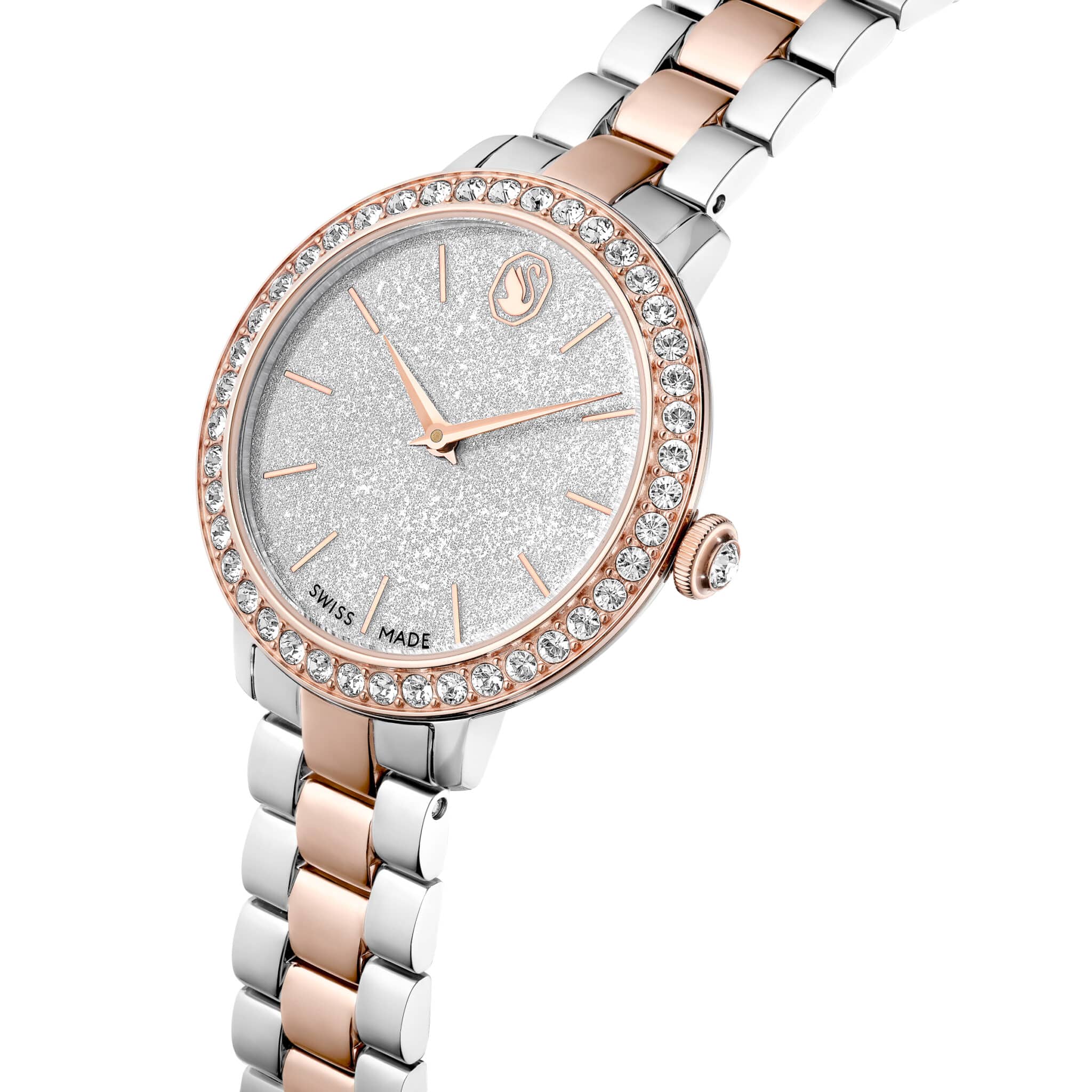 Swarovski Matrix Watch, Swiss Made, Metal Bracelet, Silver tone, Rose Gold-tone finish -Swarovski