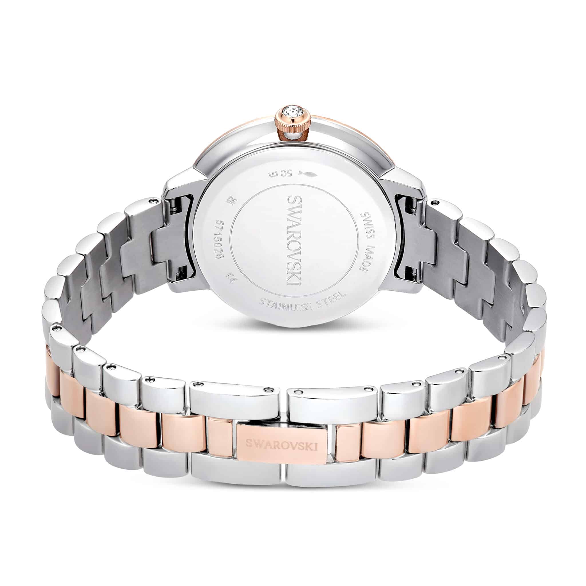 Swarovski Matrix Watch, Swiss Made, Metal Bracelet, Silver tone, Rose Gold-tone finish -Swarovski