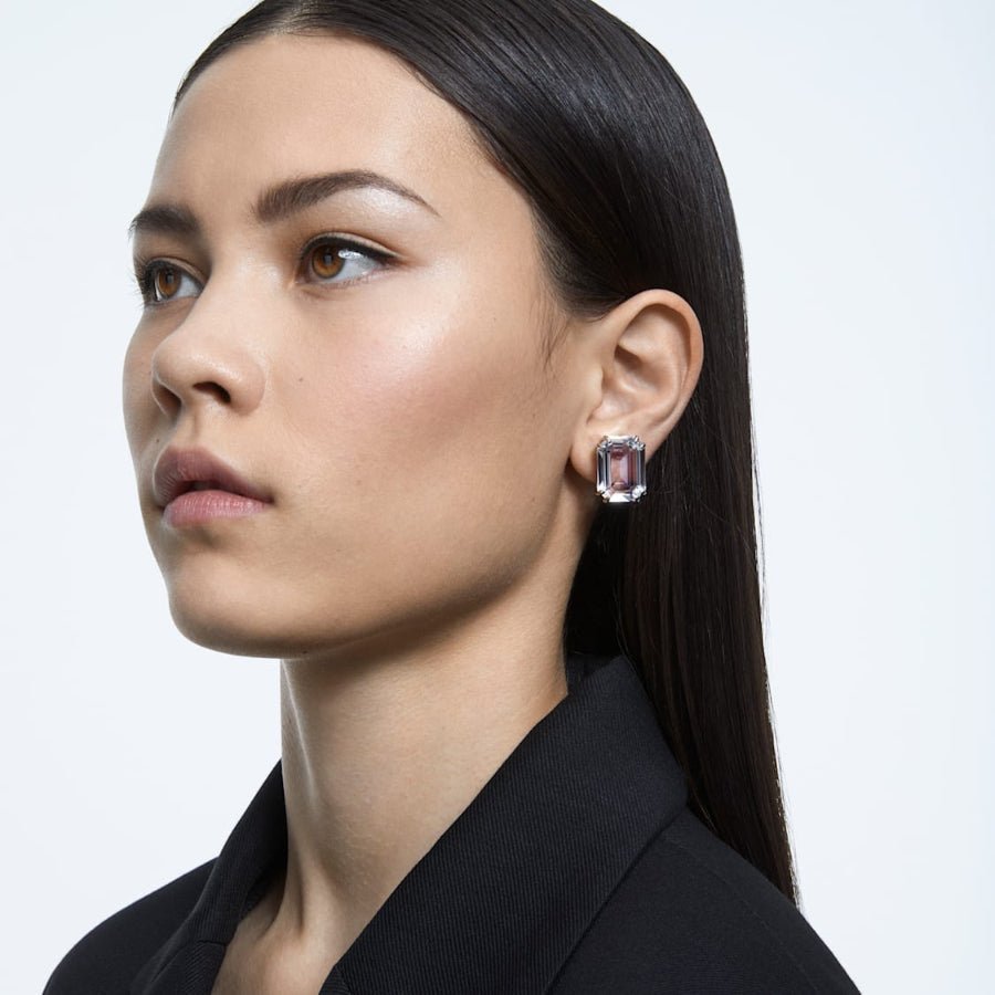Swarovski Mesmera Clip Earring Single Octagon Cut White Rhodium Plated -Swarovski