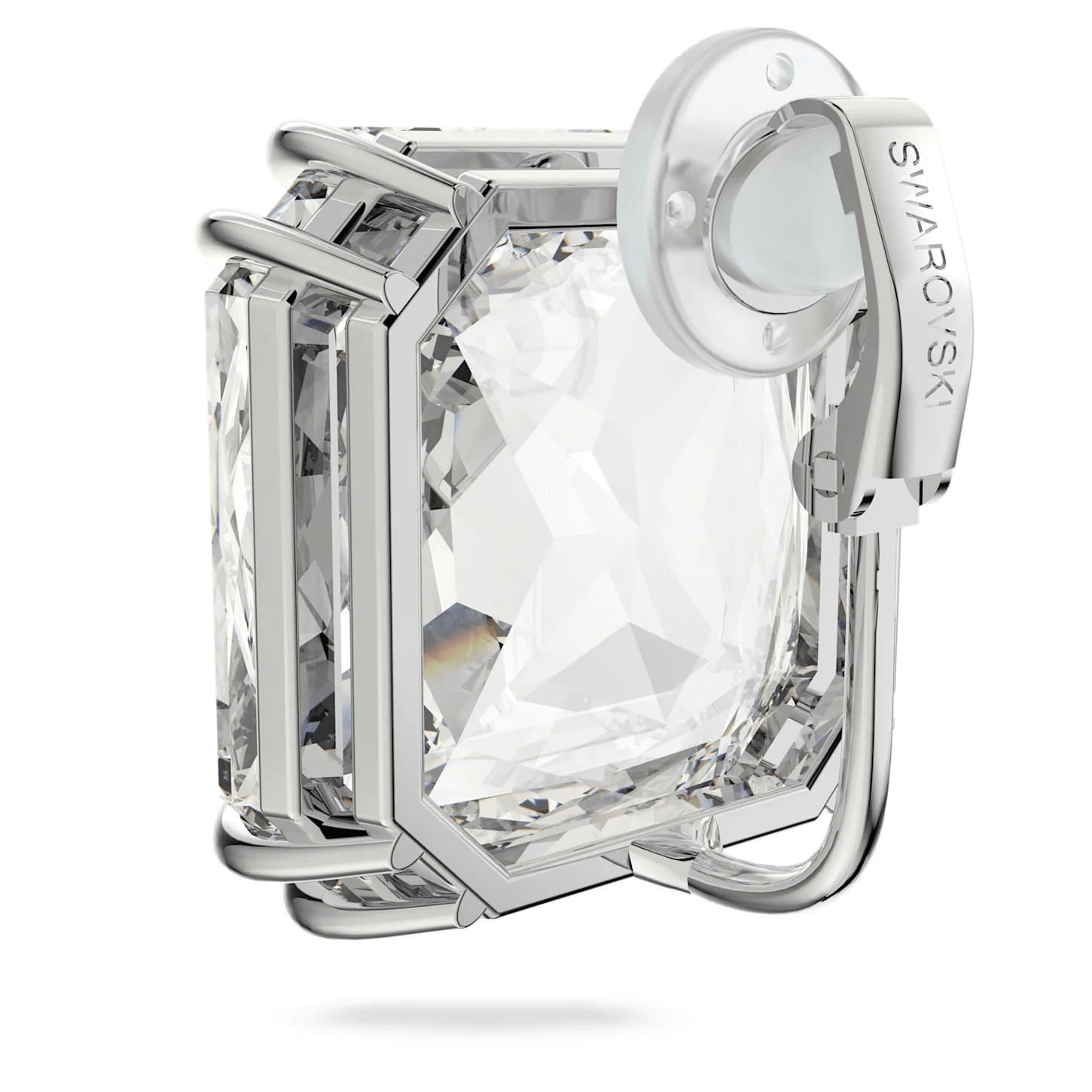 Swarovski Mesmera Clip Earring Single Square Cut White Rhodium Plated -Swarovski