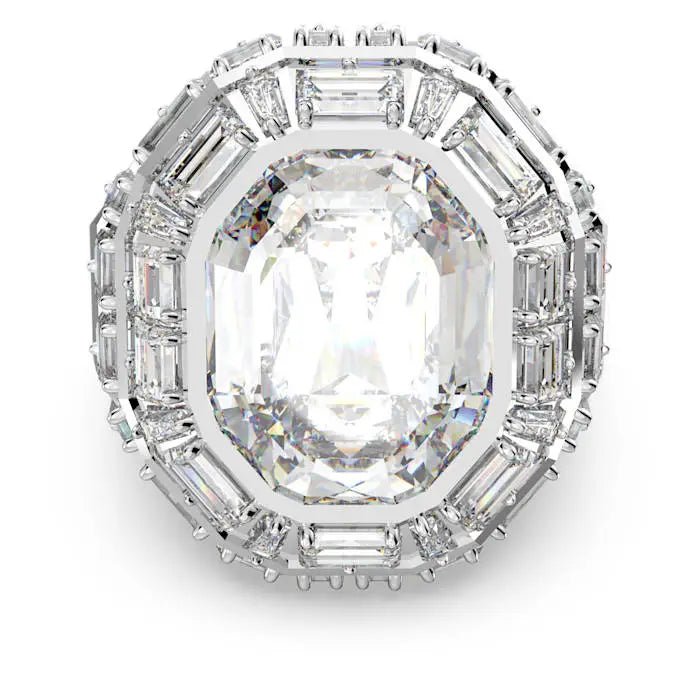 Swarovski Mesmera cocktail ring Octagon cut, White, Rhodium plated -Swarovski