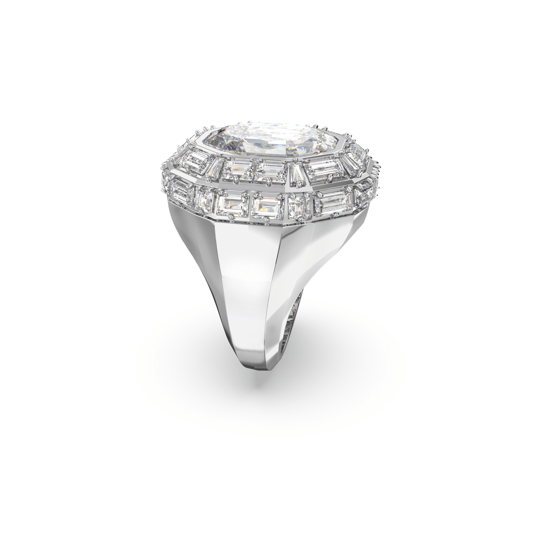Swarovski Mesmera cocktail ring Octagon cut, White, Rhodium plated -Swarovski