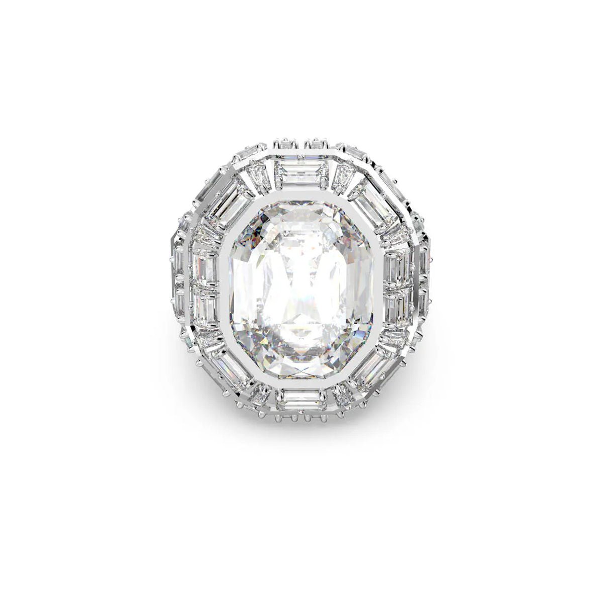 Swarovski Mesmera cocktail ring Octagon cut, White, Rhodium plated -Swarovski