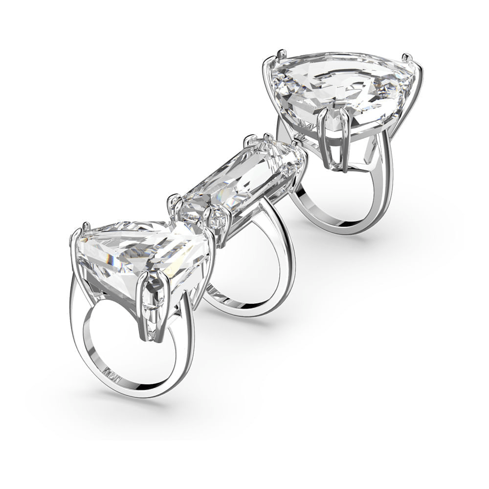 Swarovski Mesmera Cocktail Ring Set, White, Rhodium plated -Swarovski
