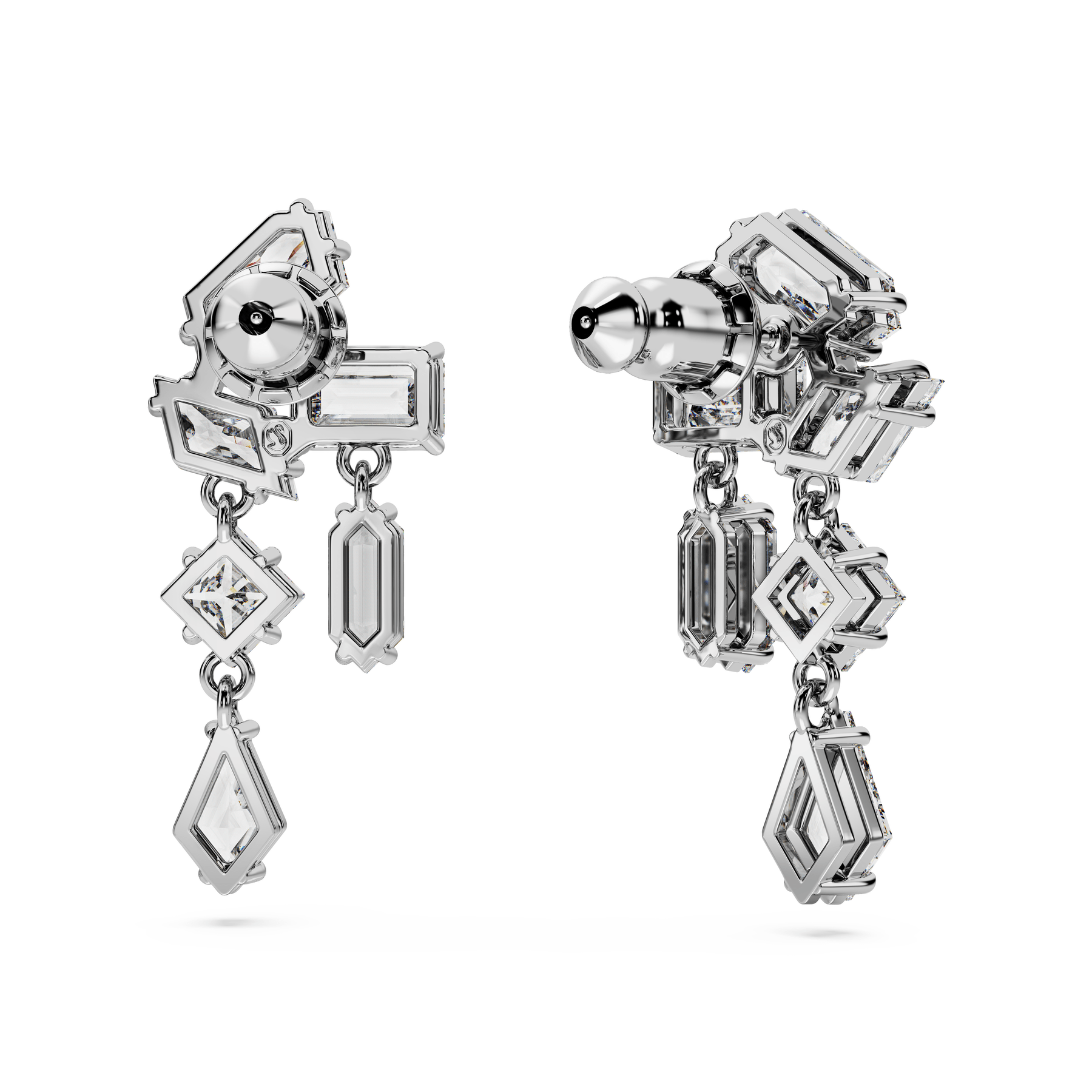Swarovski Mesmera Drop Earrings Mixed Cuts White Rhodium Plated -Swarovski